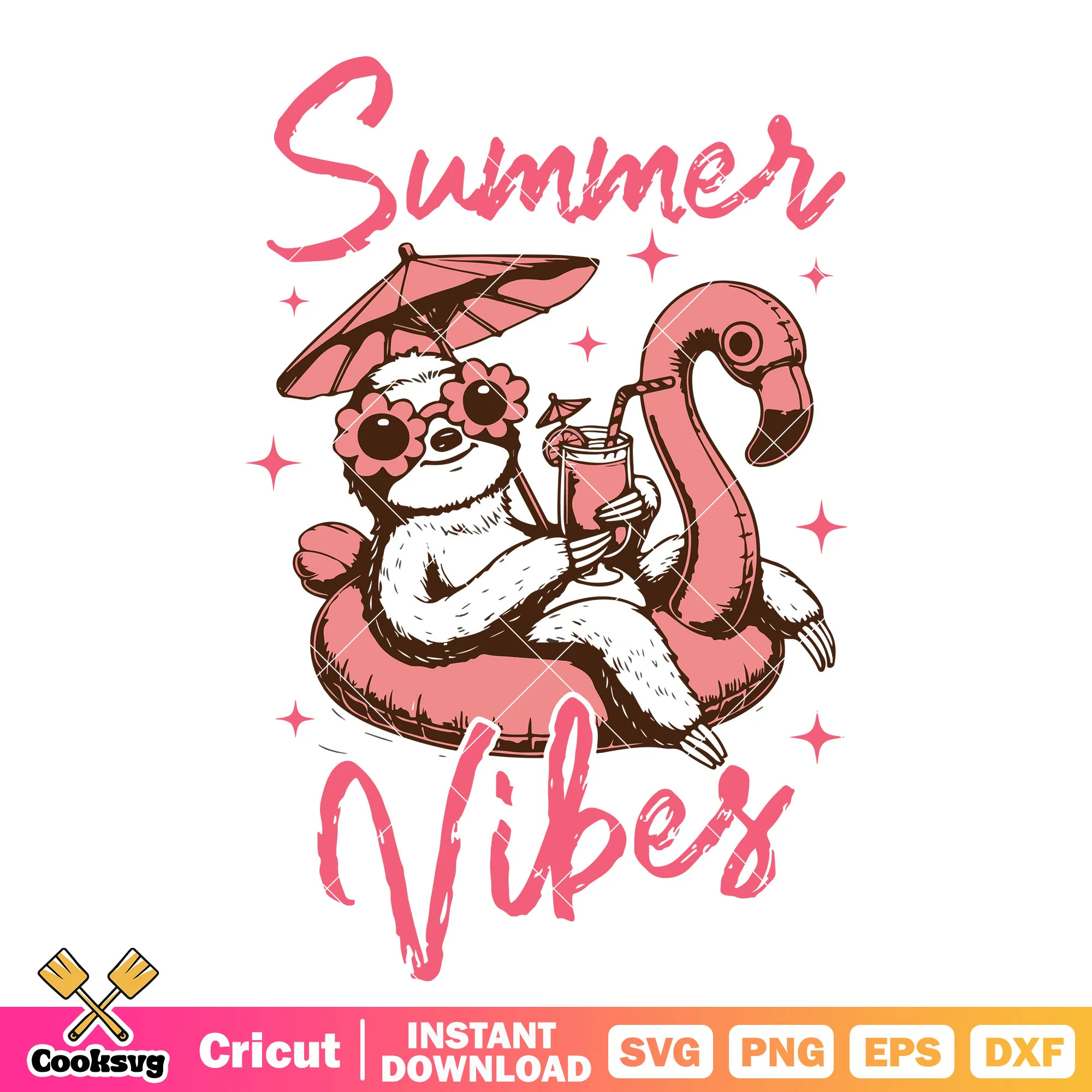 Summer vibes sloth svg design, summer vibes svg, sloth summer svg