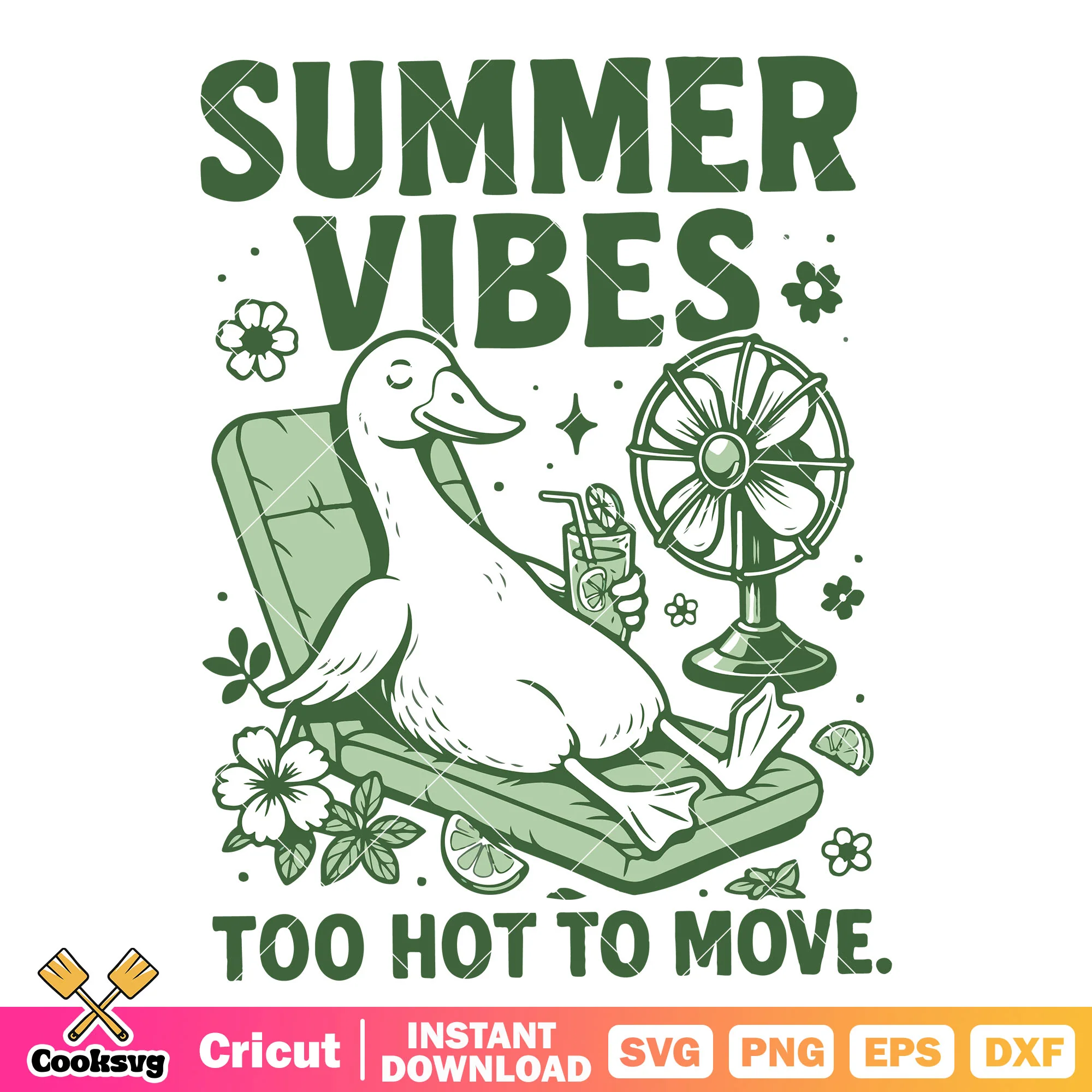 Summer vibes too hot to move svg, silly goose svg, goose summer tour svg
