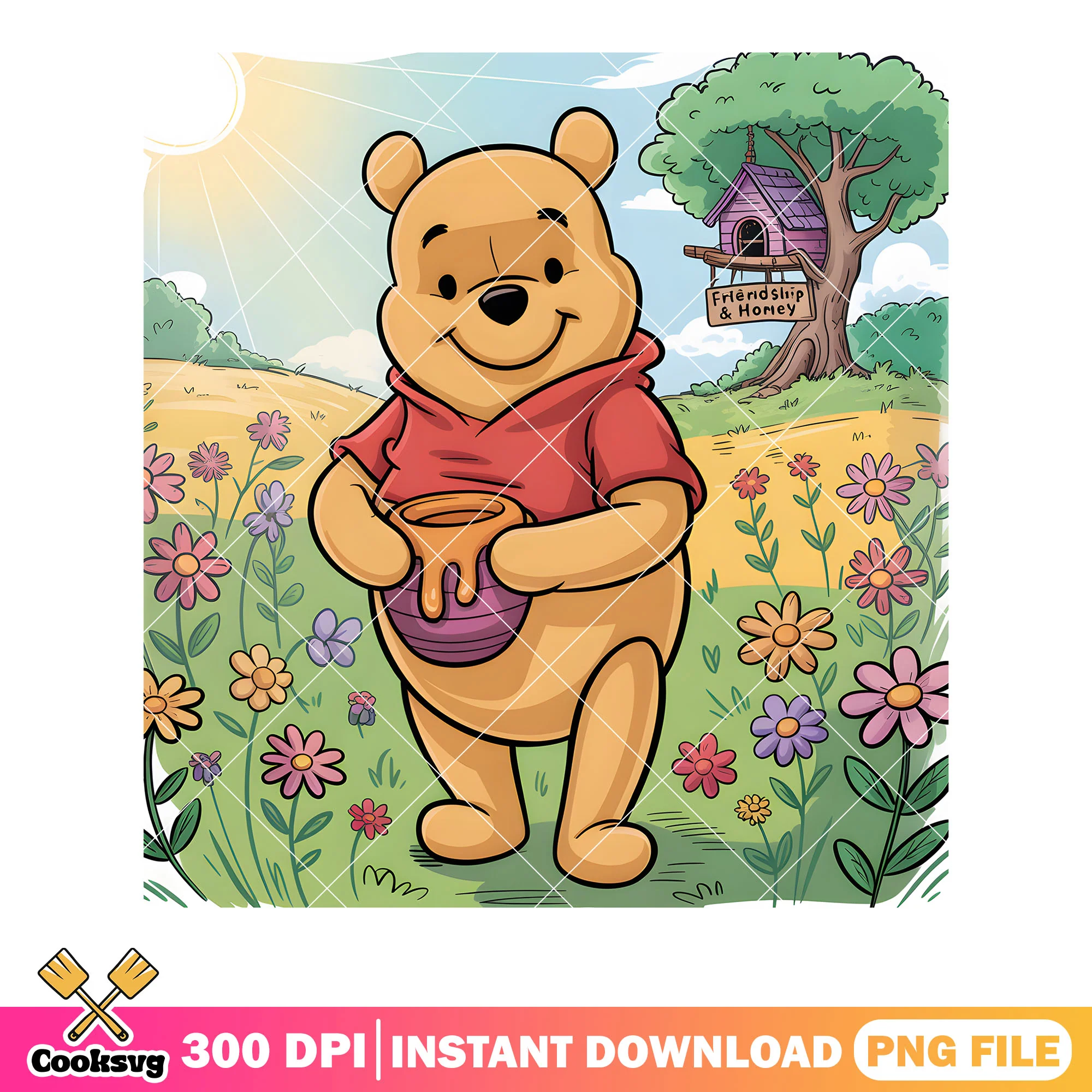 Sunny summer pooh home png, winnie the pooh png, pooh poster png