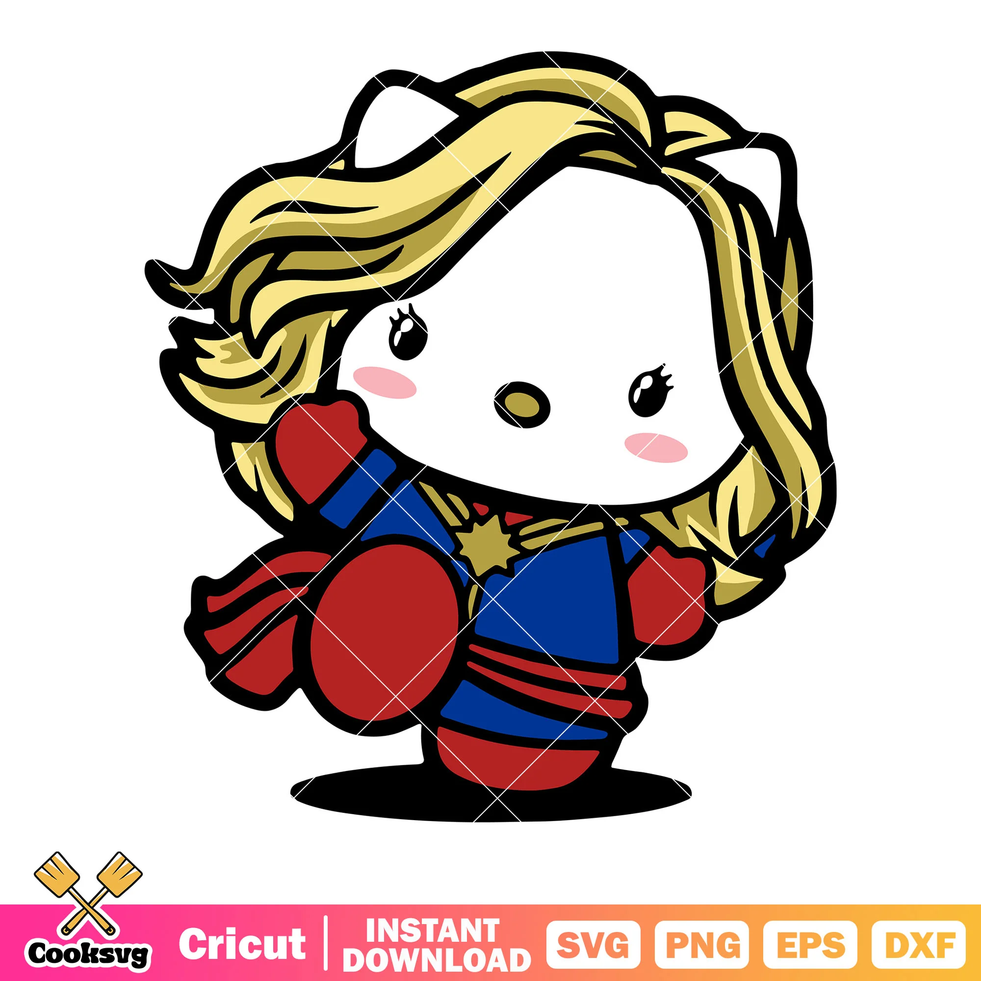 Super heroes girl svg, hello kitty svg, yellow hair svg