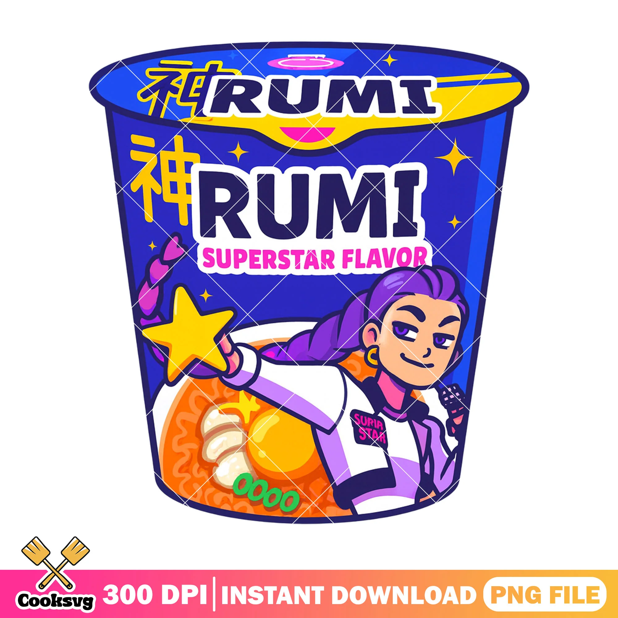 Super star flavor rumi png, huntrix ramyeon png, rumi huntrix png