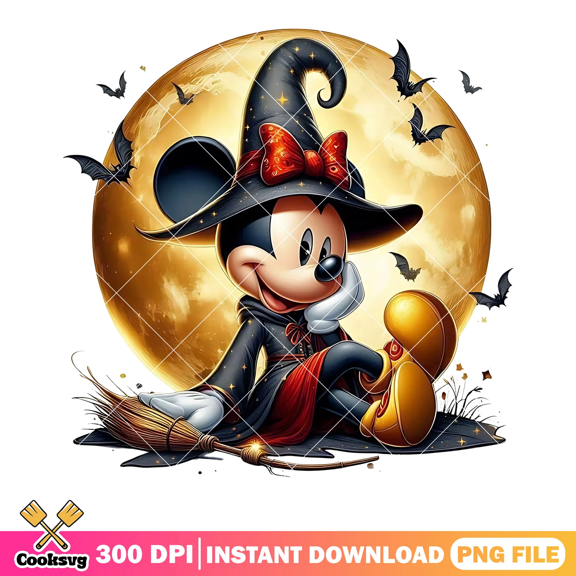 Super the witch mouse png, full moon night png, witch costume png