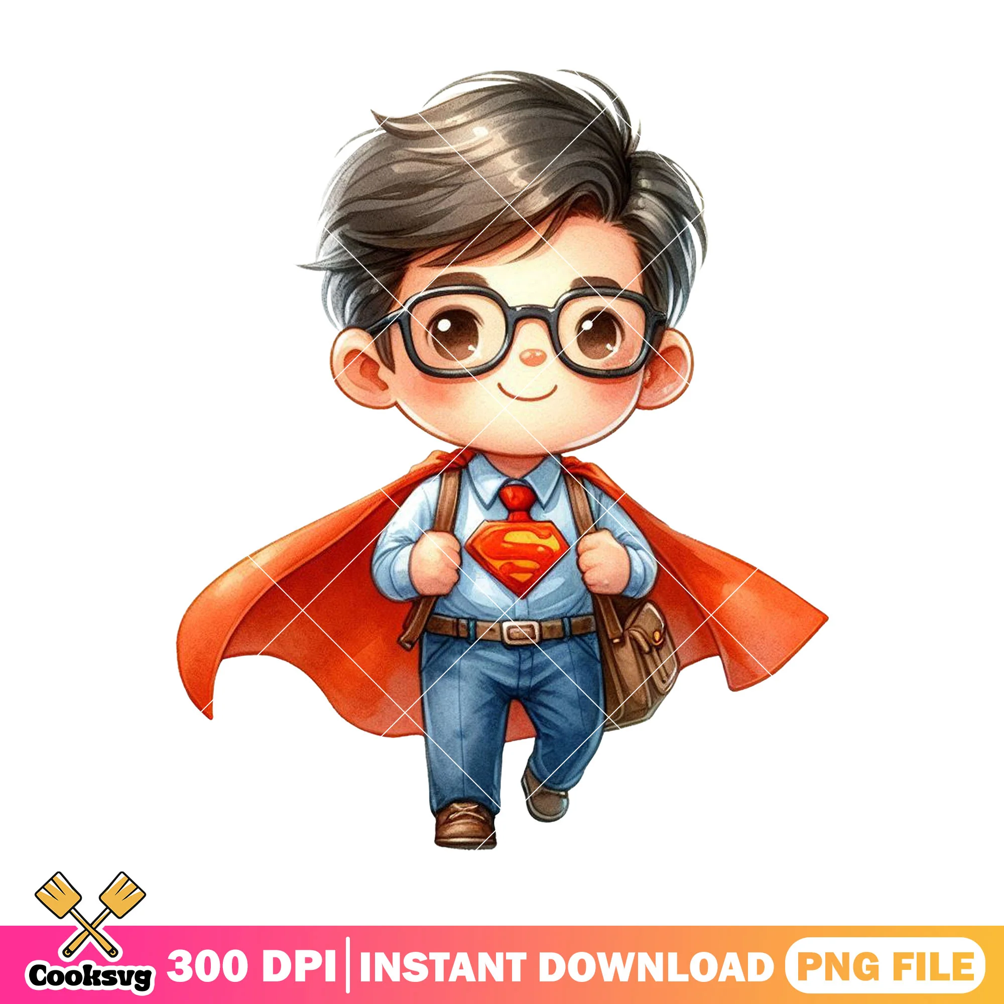 Superman back school png, back to school art png, superman art png