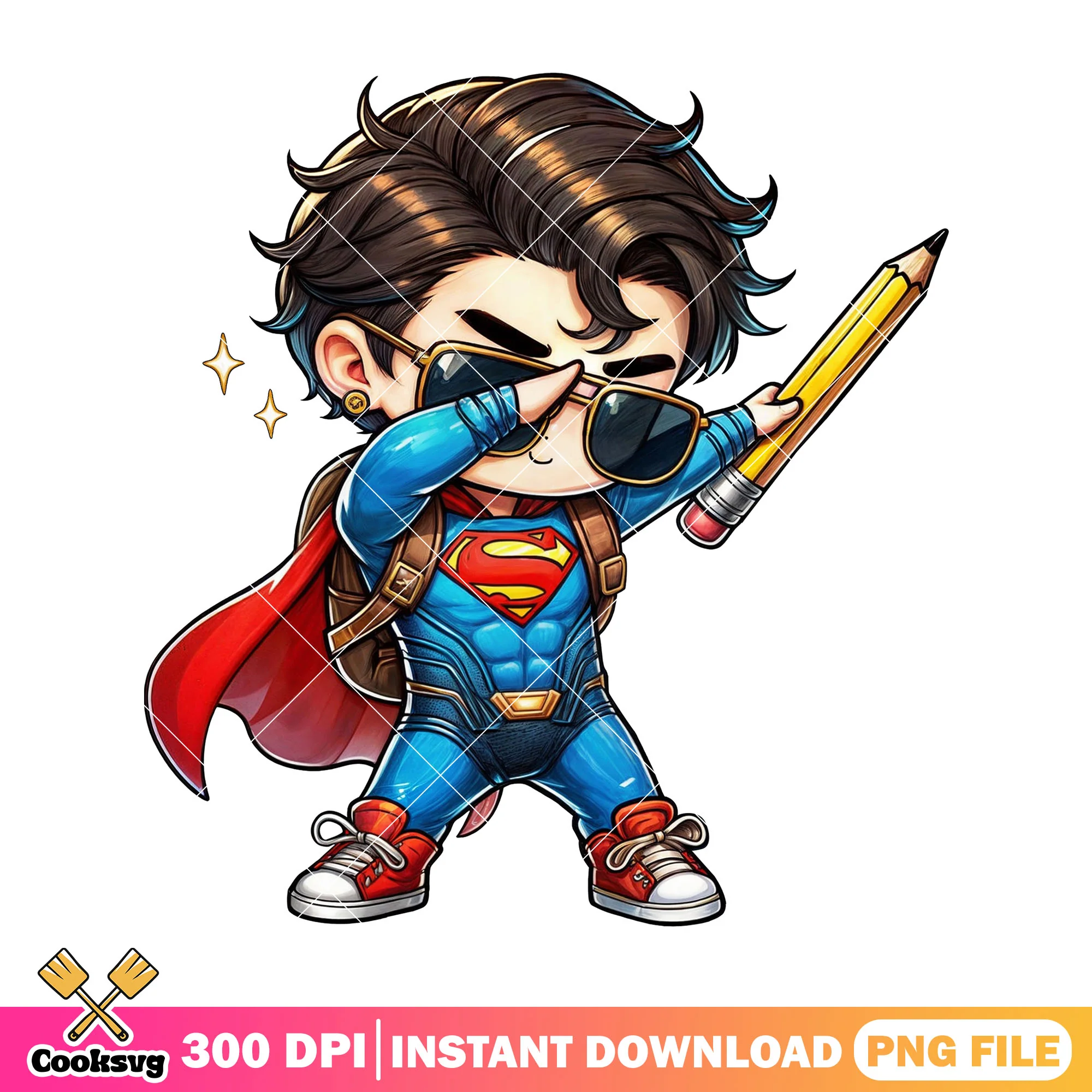 Superman going school file png, dc comic png, back to school day png