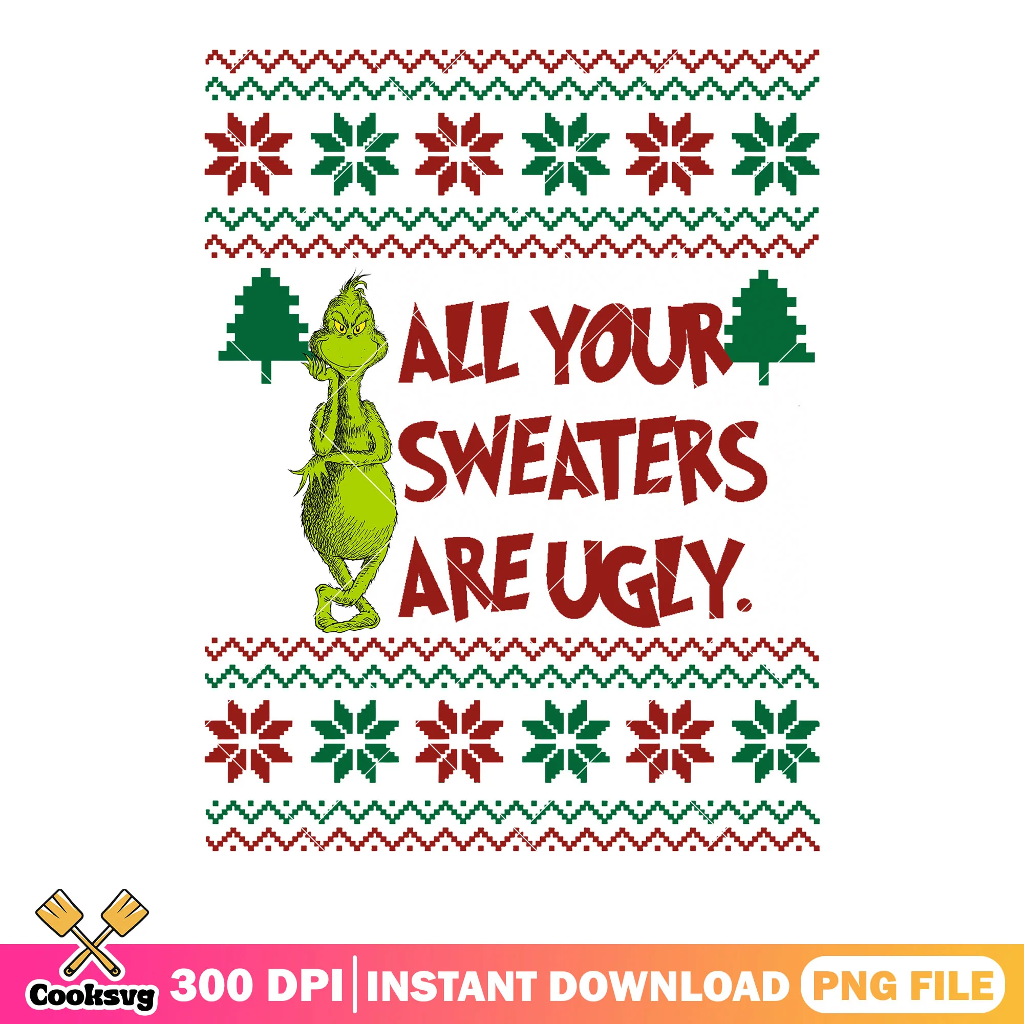 Sweater christmas ugly poster png, christmas cards png, the grinch png