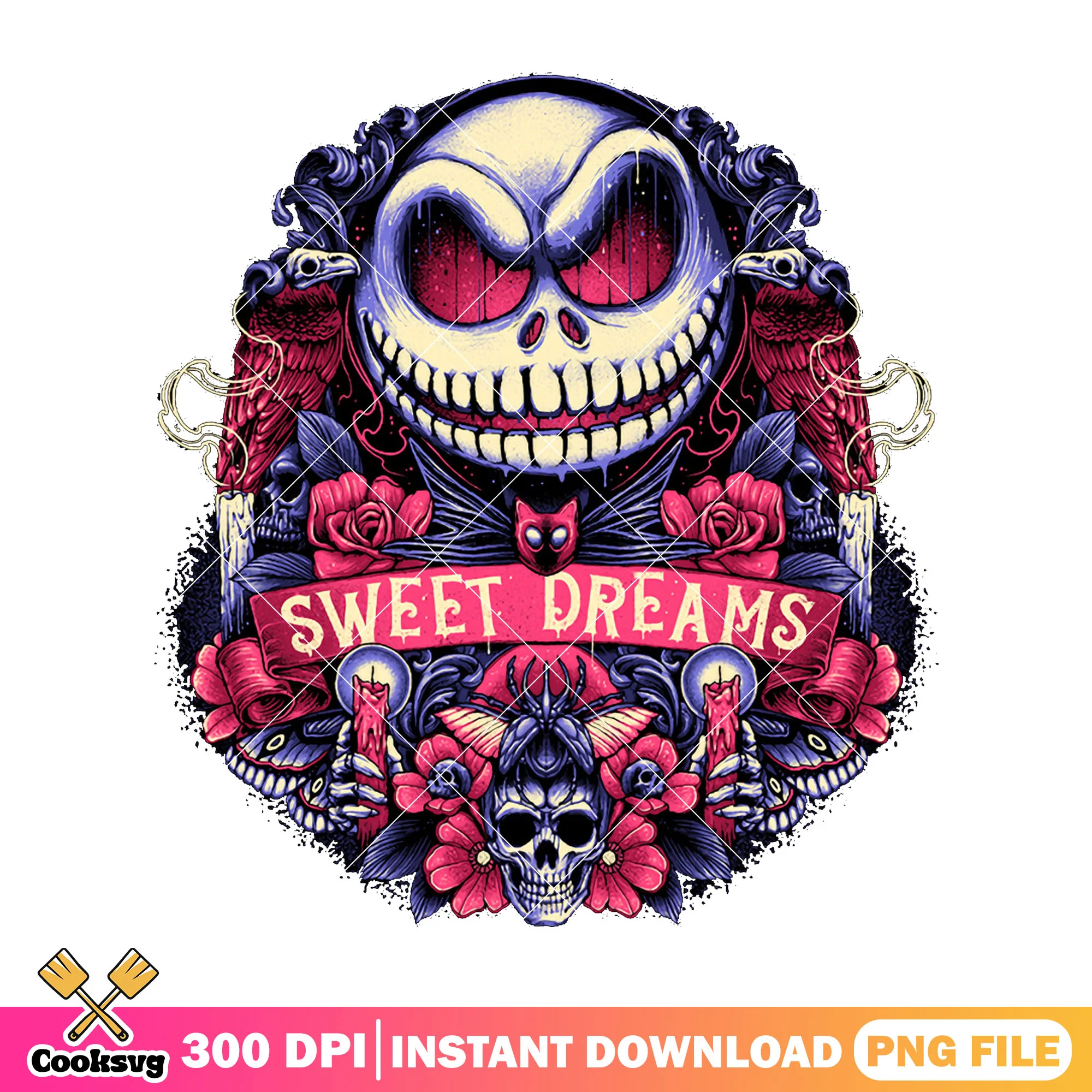 Sweet dreams file design png, halloween ideas png, horror cartoon png