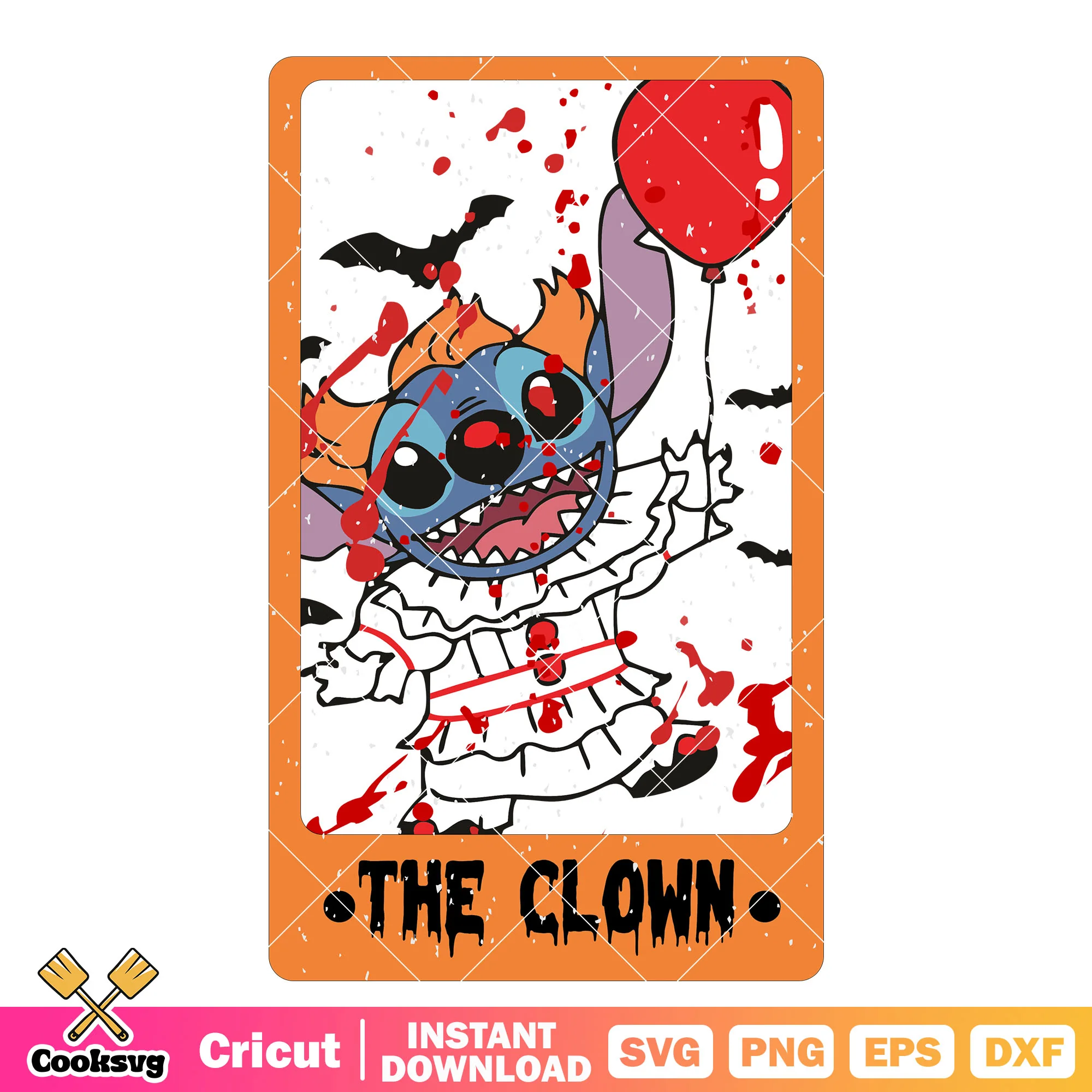 Tarot stitch the clown svg, halloween tarot svg, stitch halloween svg