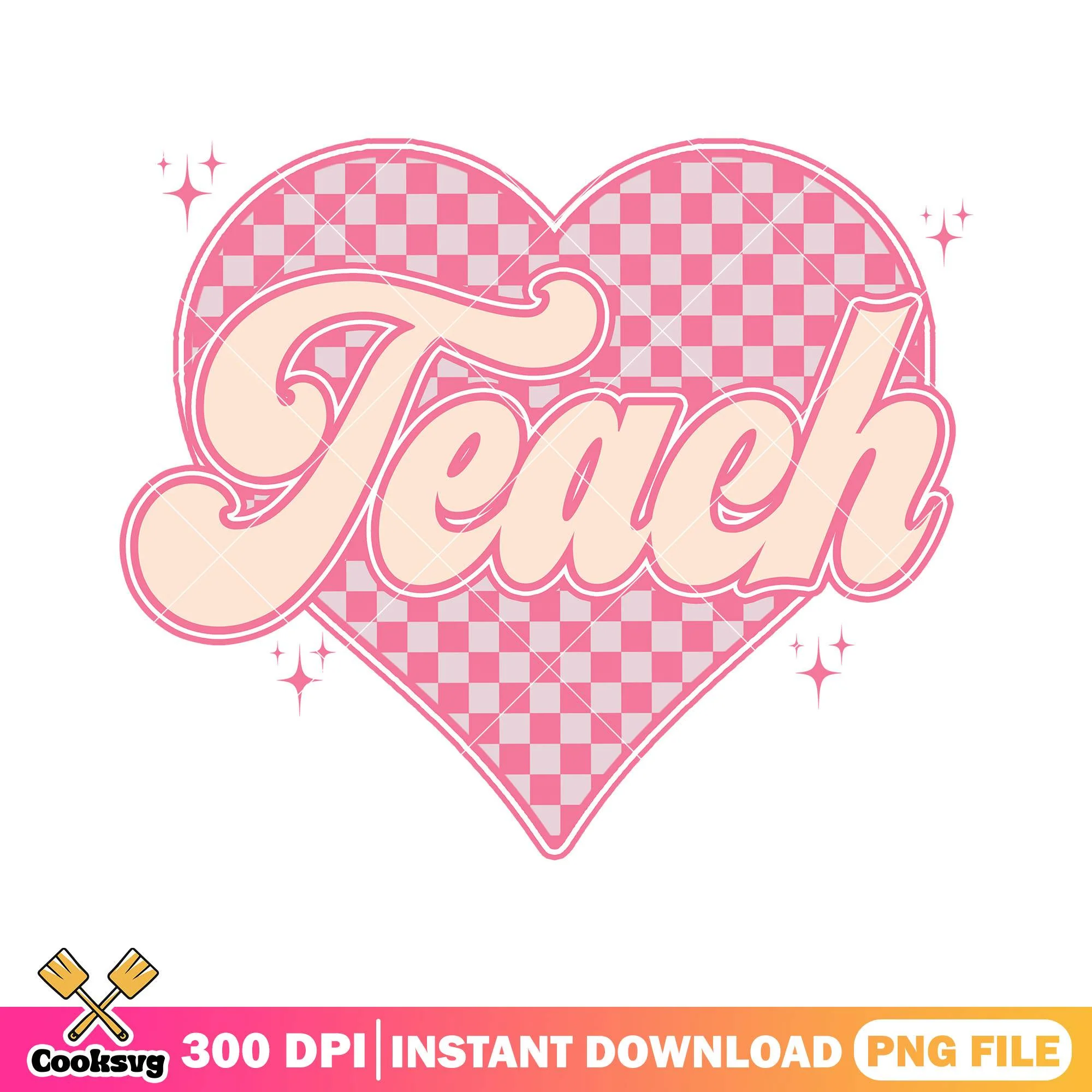 Teach in heart design png, go back to school png, big heart png
