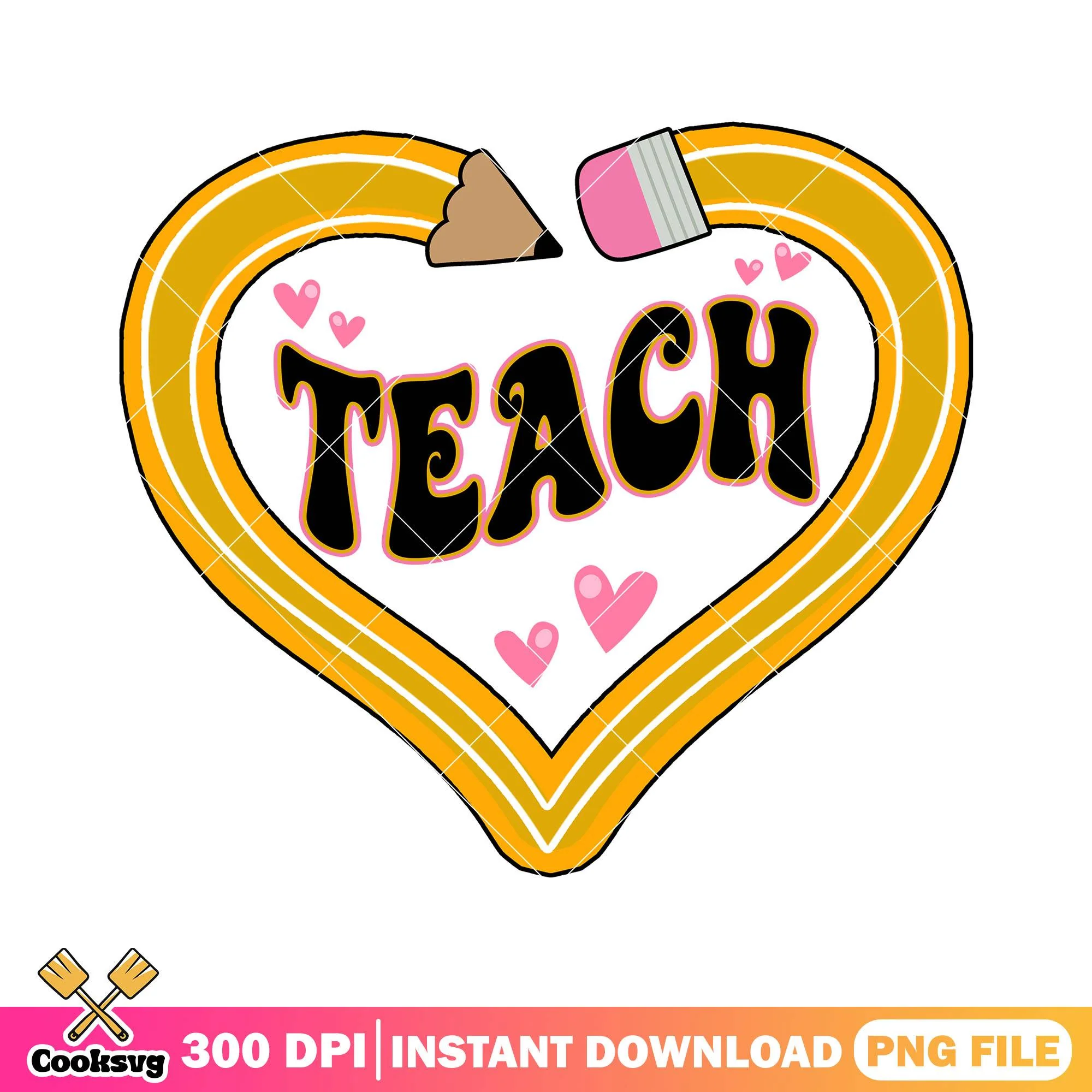 Teach in pencil heart file png, going back to school png, heart png
