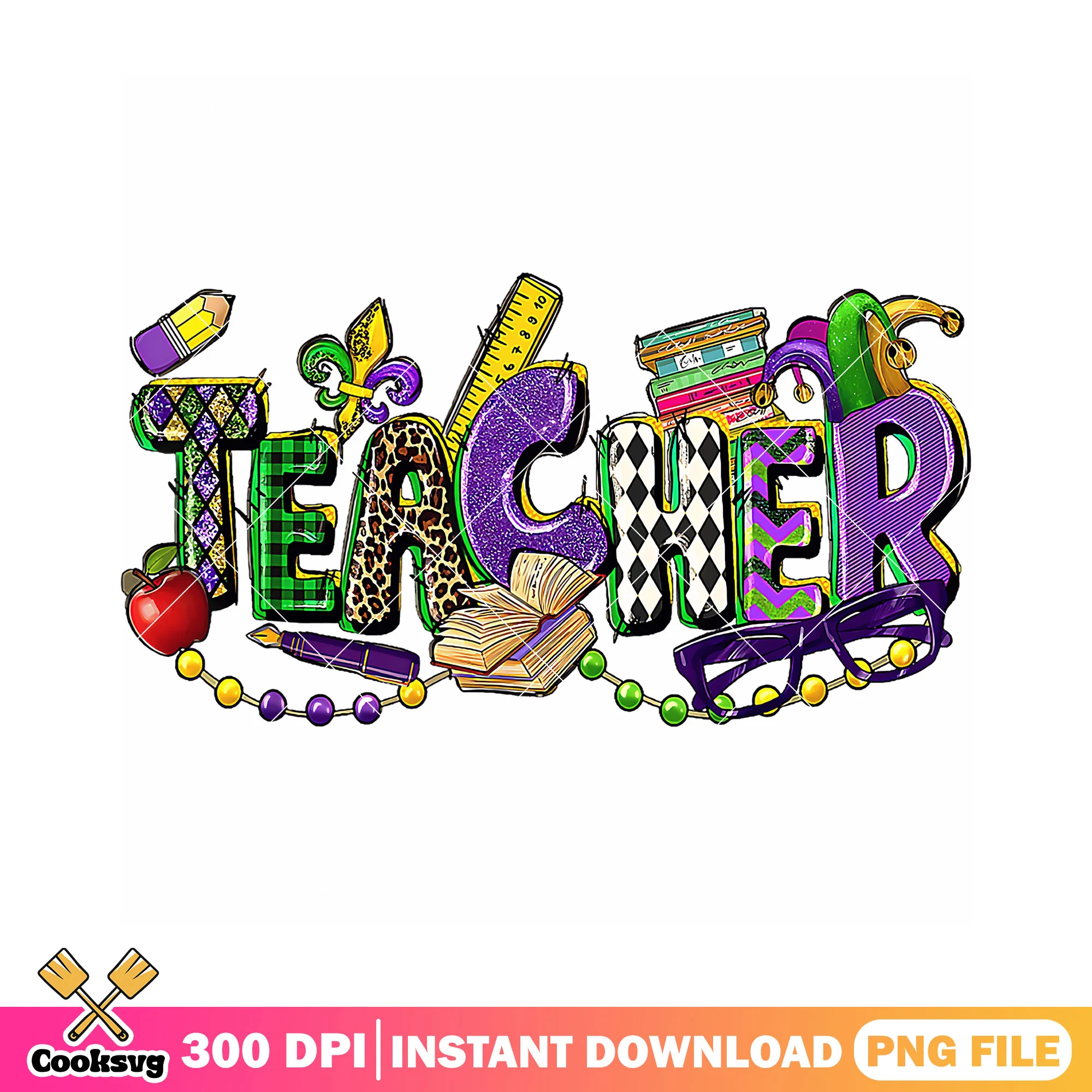 Teacher rainbow font png, love teacher png, back to school idea png