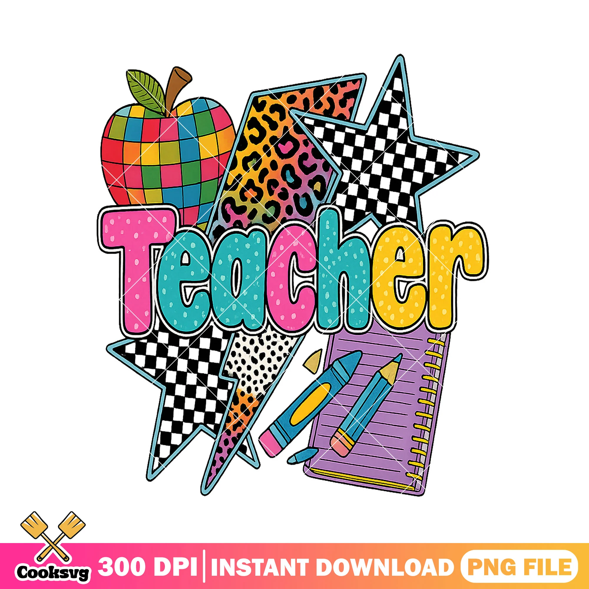 Teacher supplies png, back to school logo png, colors supplies png