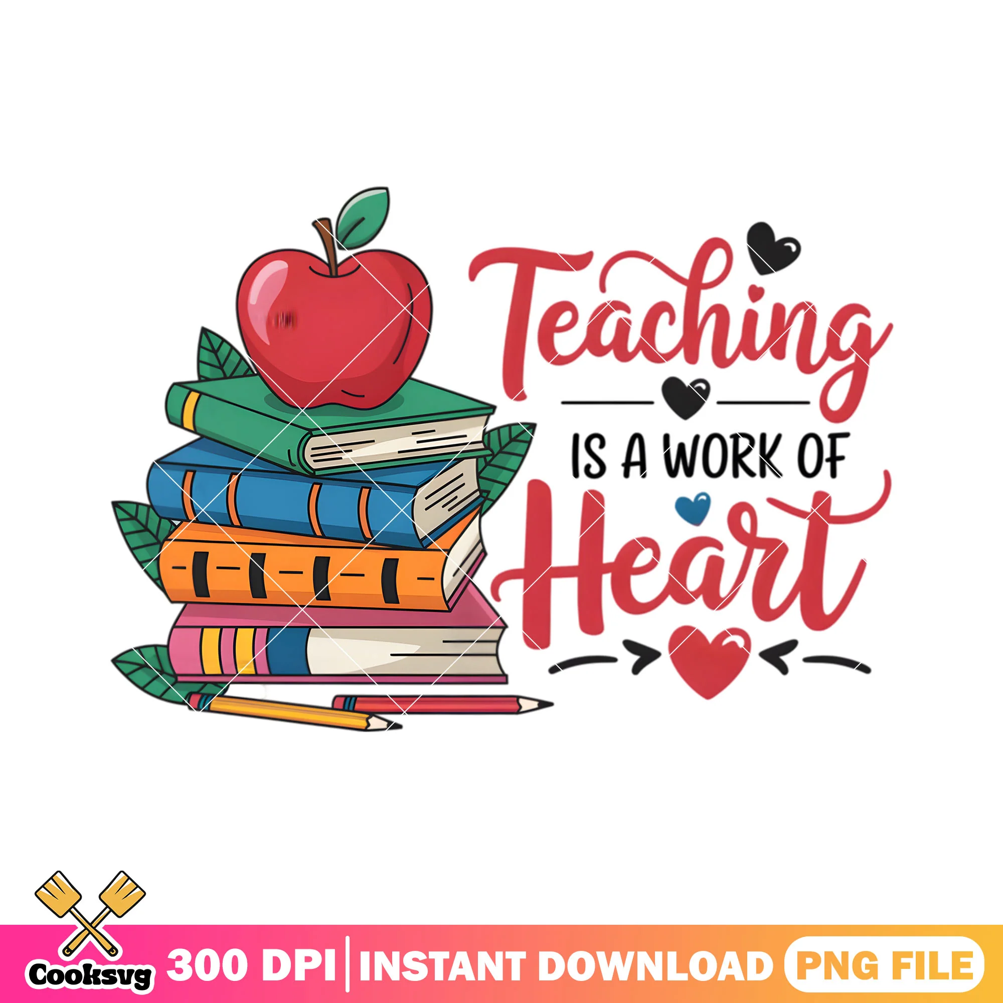 Teaching heart file png, books design png, go back to school png