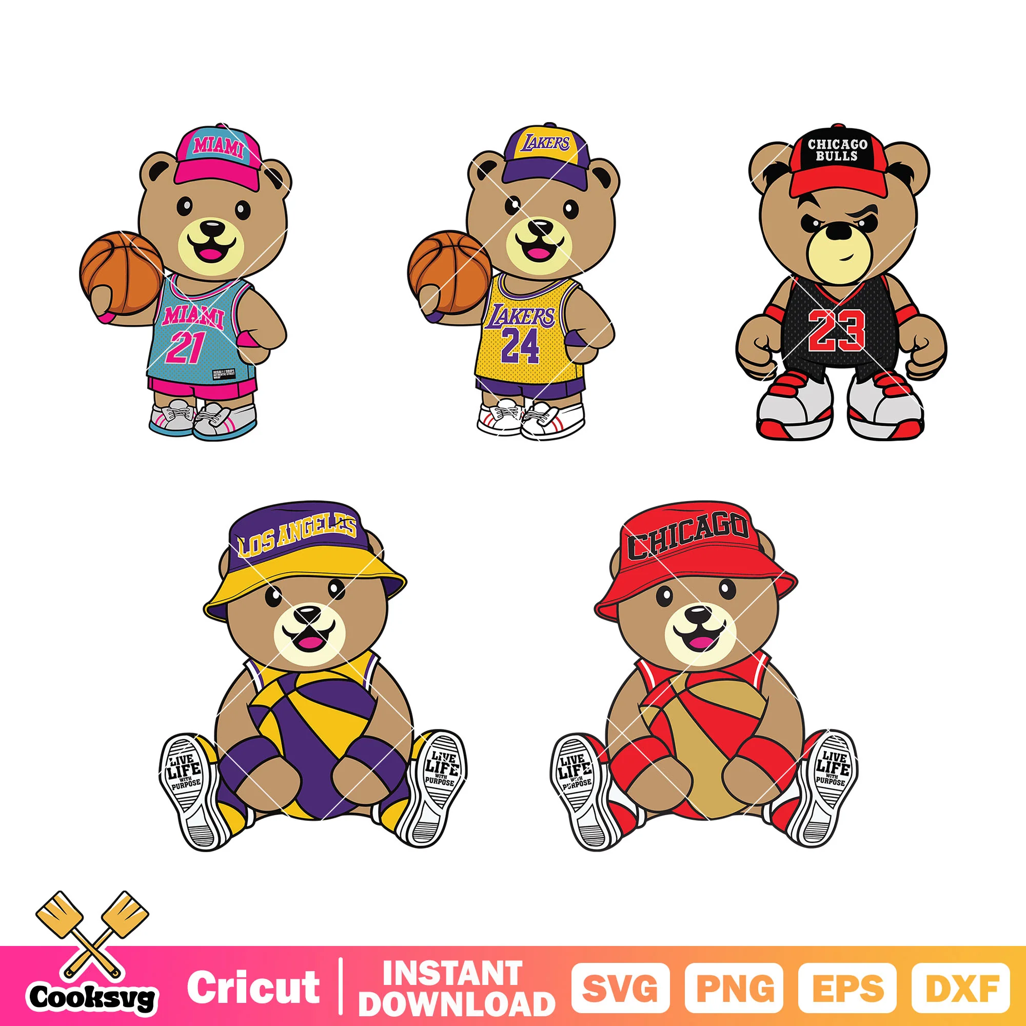 Teddy bear nba team design bundle svg, nba team logos svg