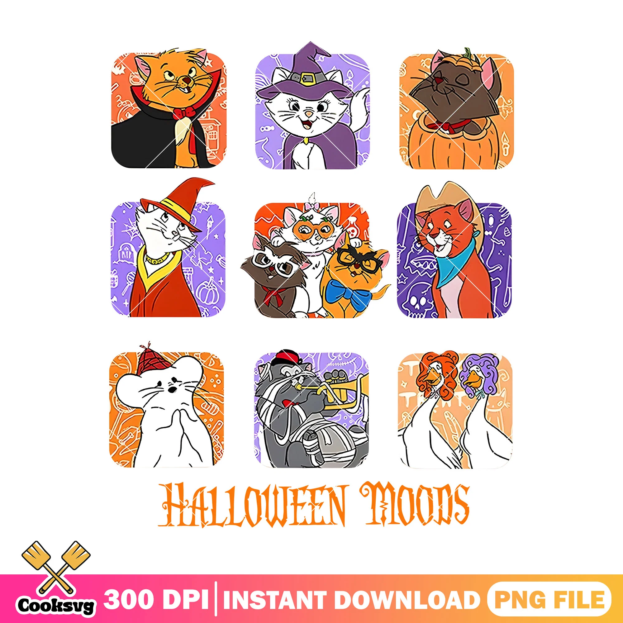 The aristocats halloween png, disney aristocats png, halloween cat png