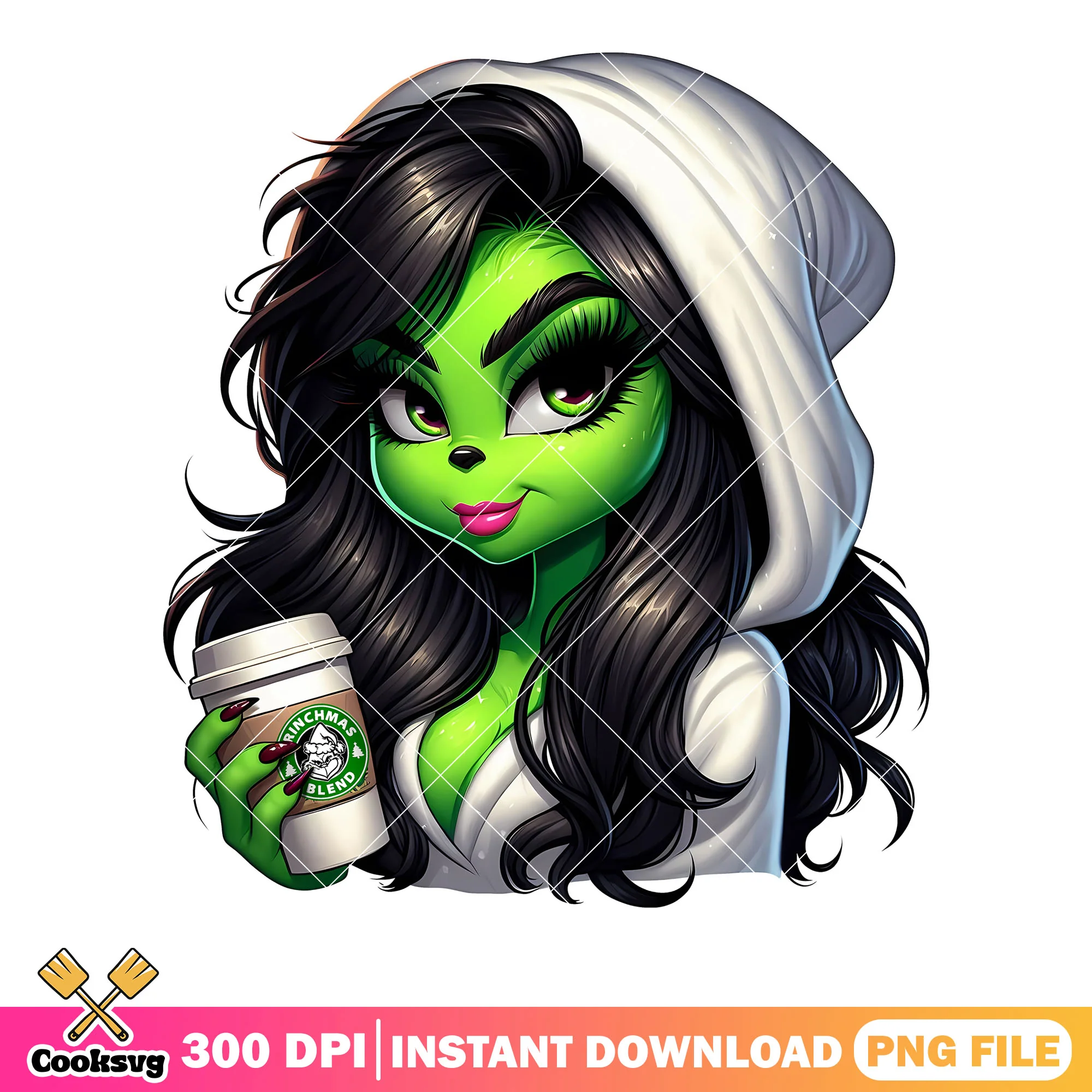 The big b green girls png, xmas decorations png, the grinch png