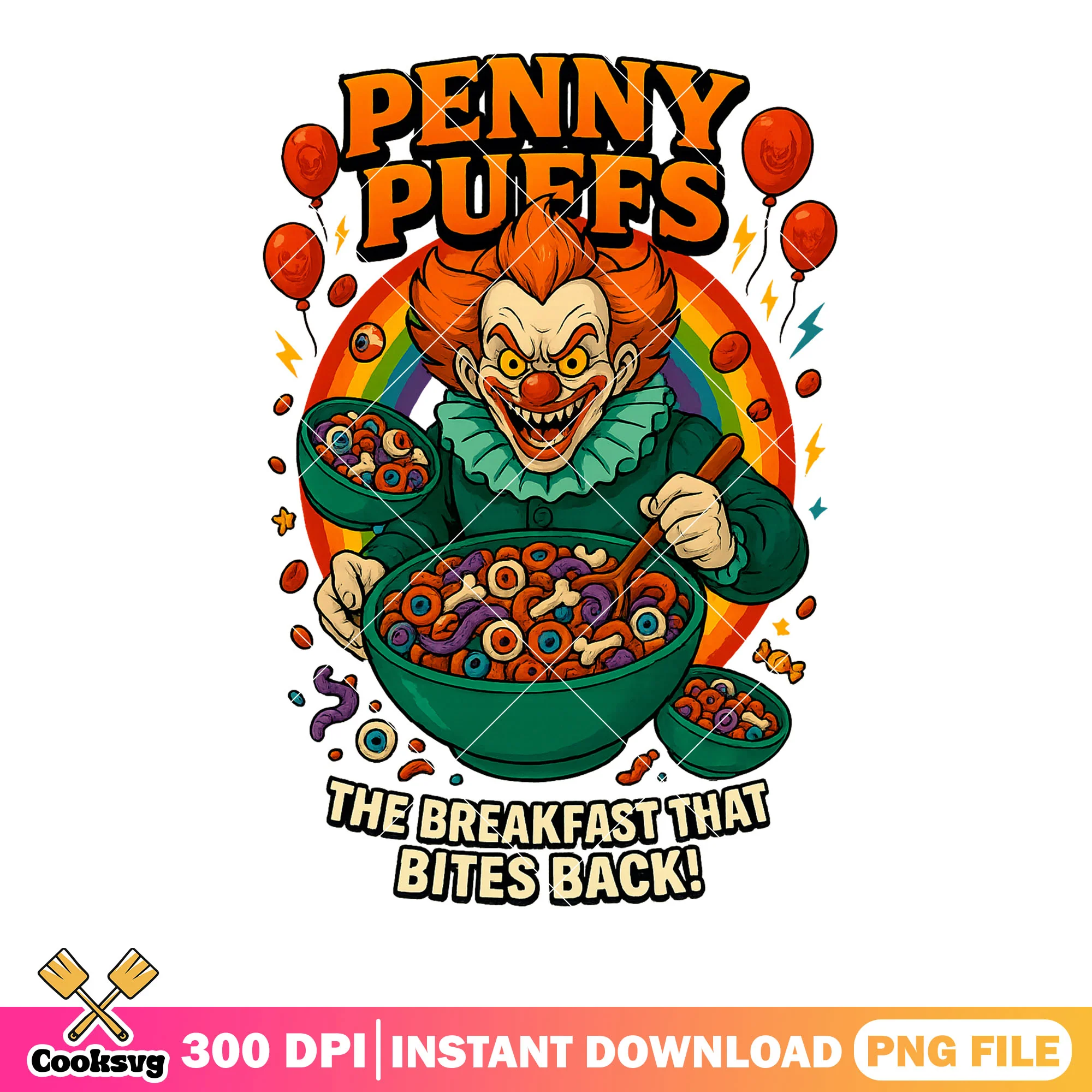 the breakfast that bites back png, halloween party png, pennywise png