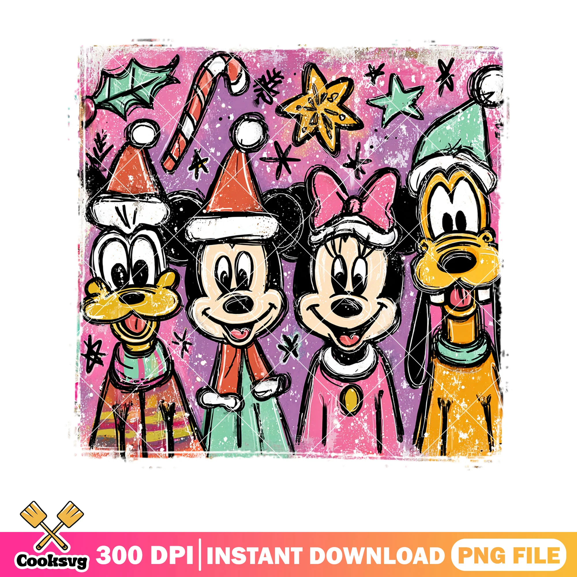 The children art christmas png, mickey and friends png, merry xmas png