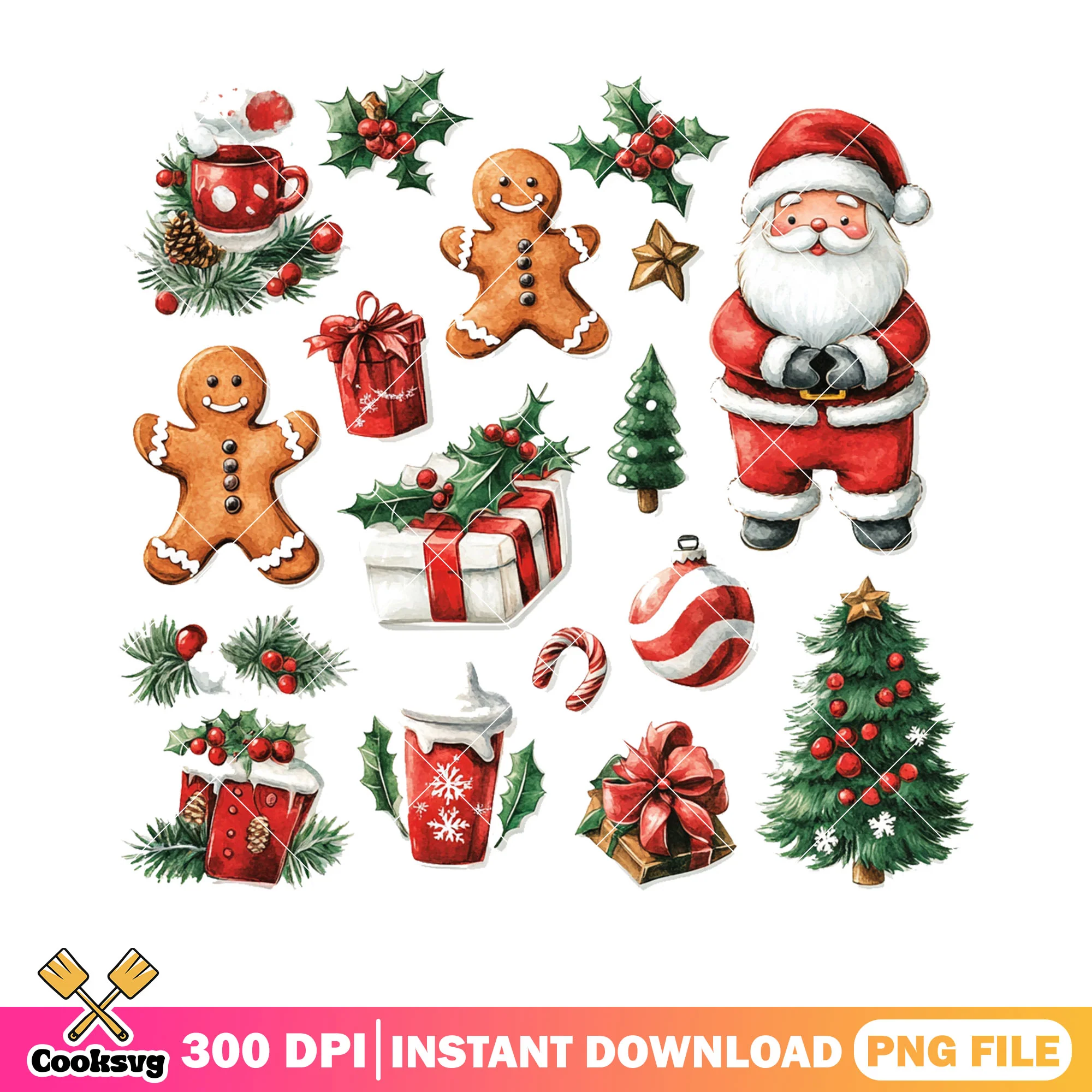 The christmas poster santa png, christmas tree png, santa claus png