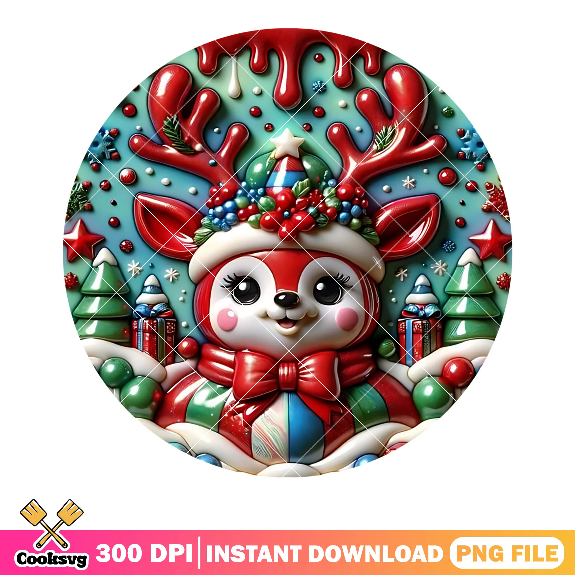 The christmas reindeer gifts png, xmas png, christmas vibes png