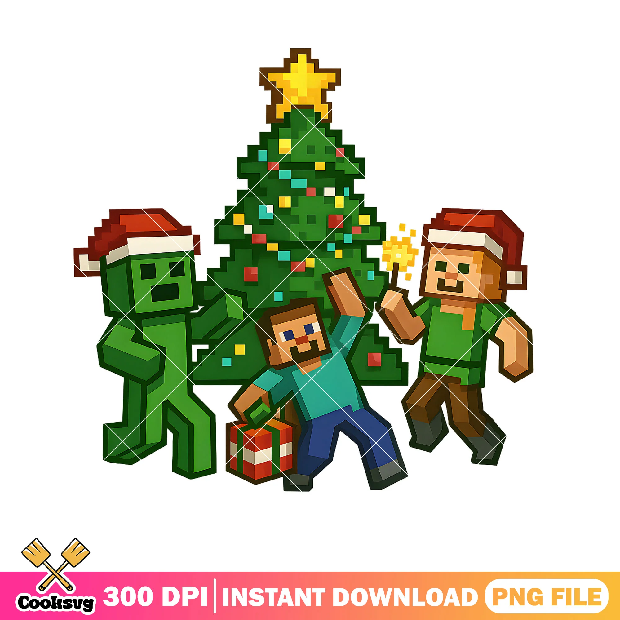 The christmas tree minecraft png, creeper png, minecraft christmas png