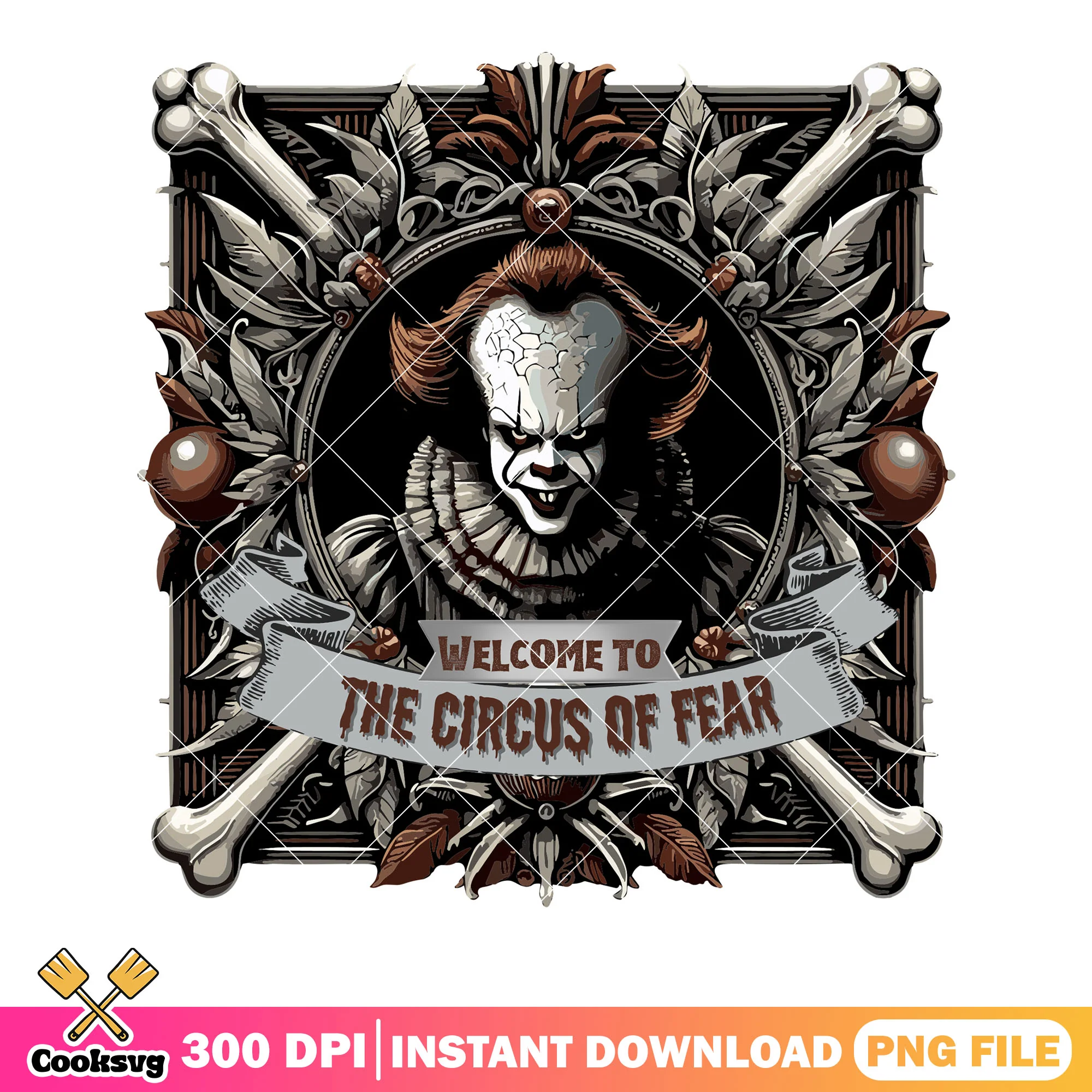 The circus of fear png, pennywise png, halloween scary png
