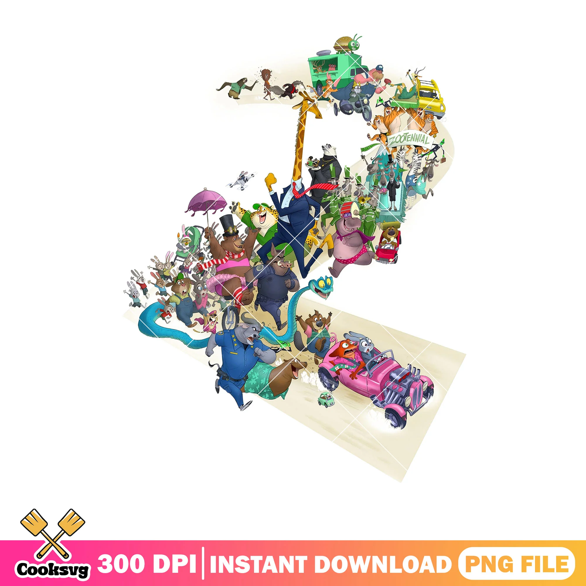 The crowded zootopia street png, zootopia poster png, disney movies png