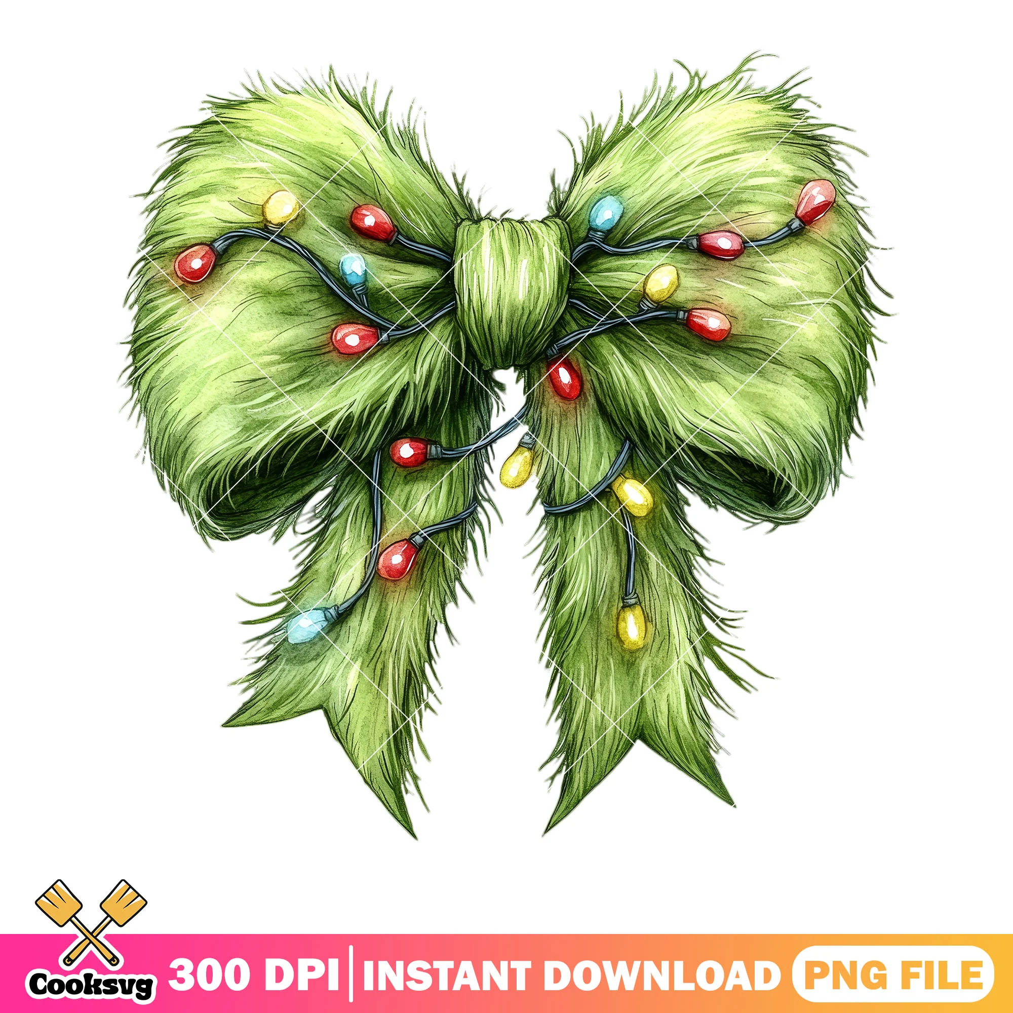 The design christmas bow png, christmas lights png, the grinch png
