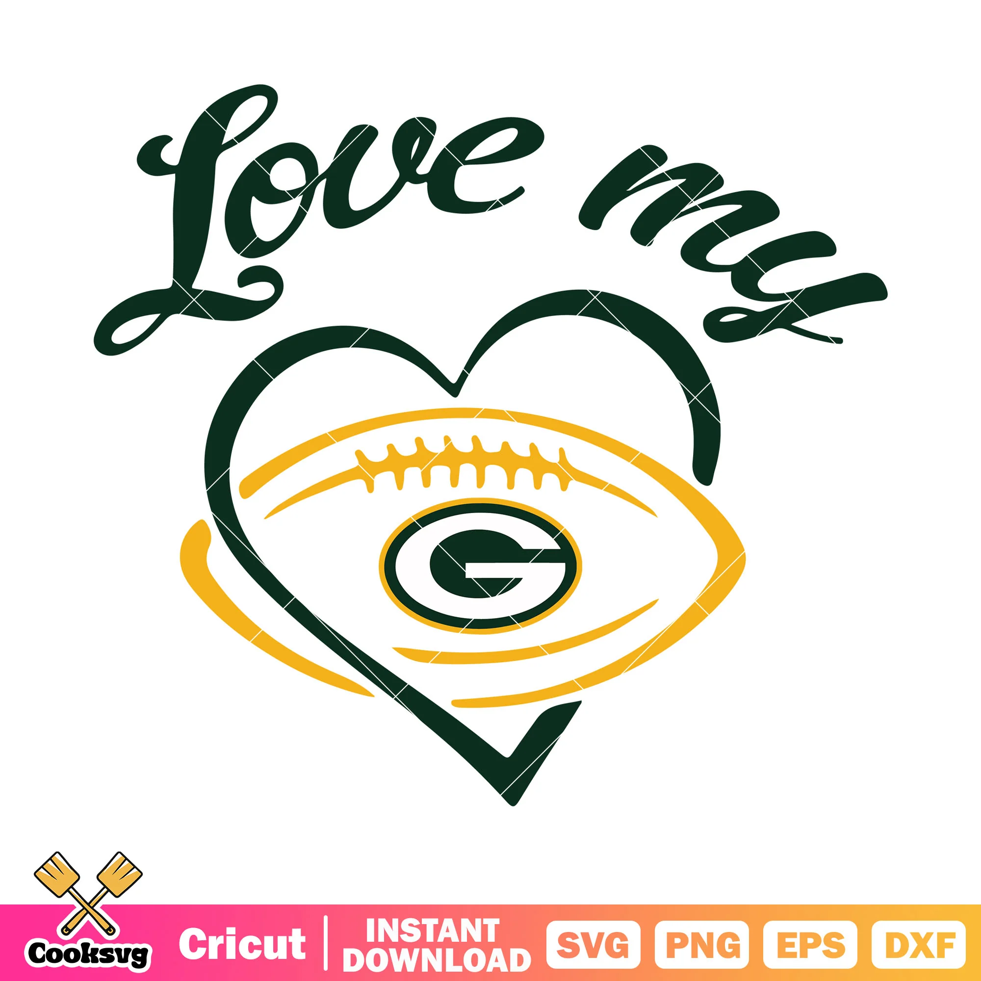 The duke nfl love svg, Green Bay Packers svg, american football svg