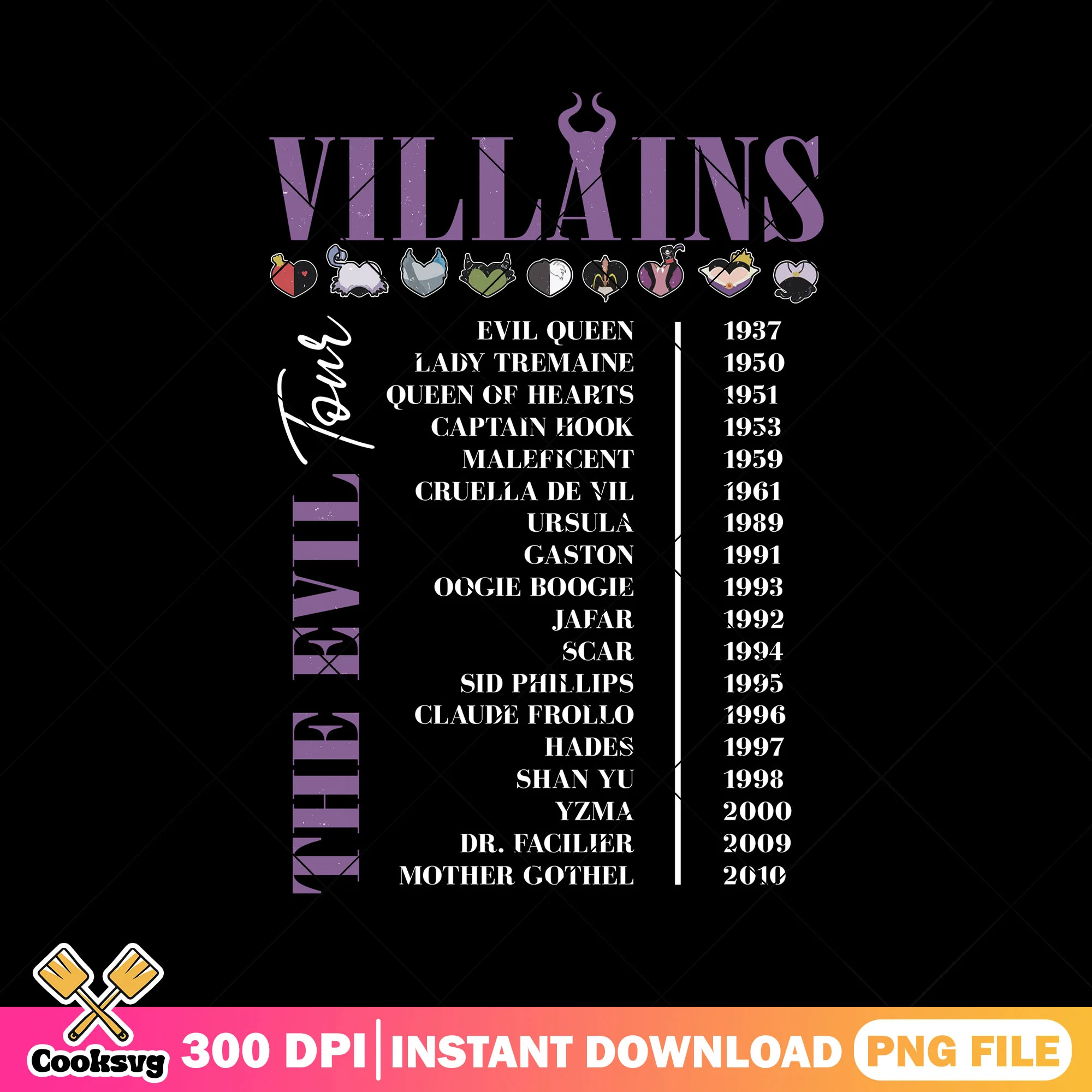 The evil tour villains png, halloween fonts png, poster design png