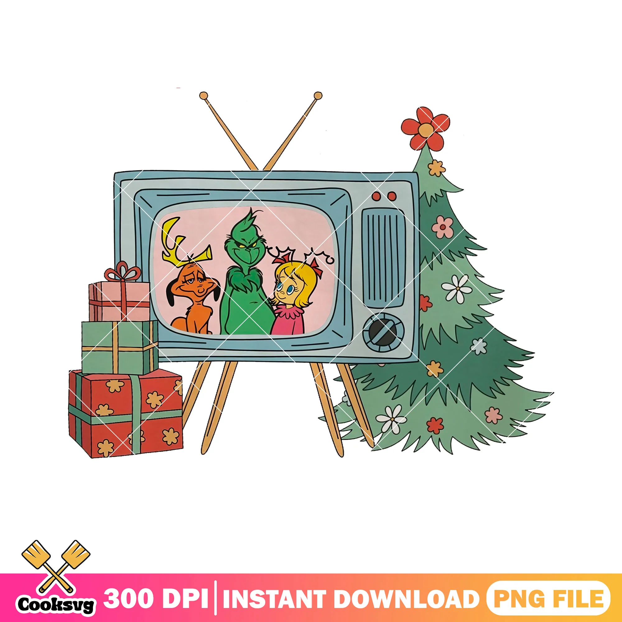 The gifts for christmas night png, christmas tree png, the grinch png