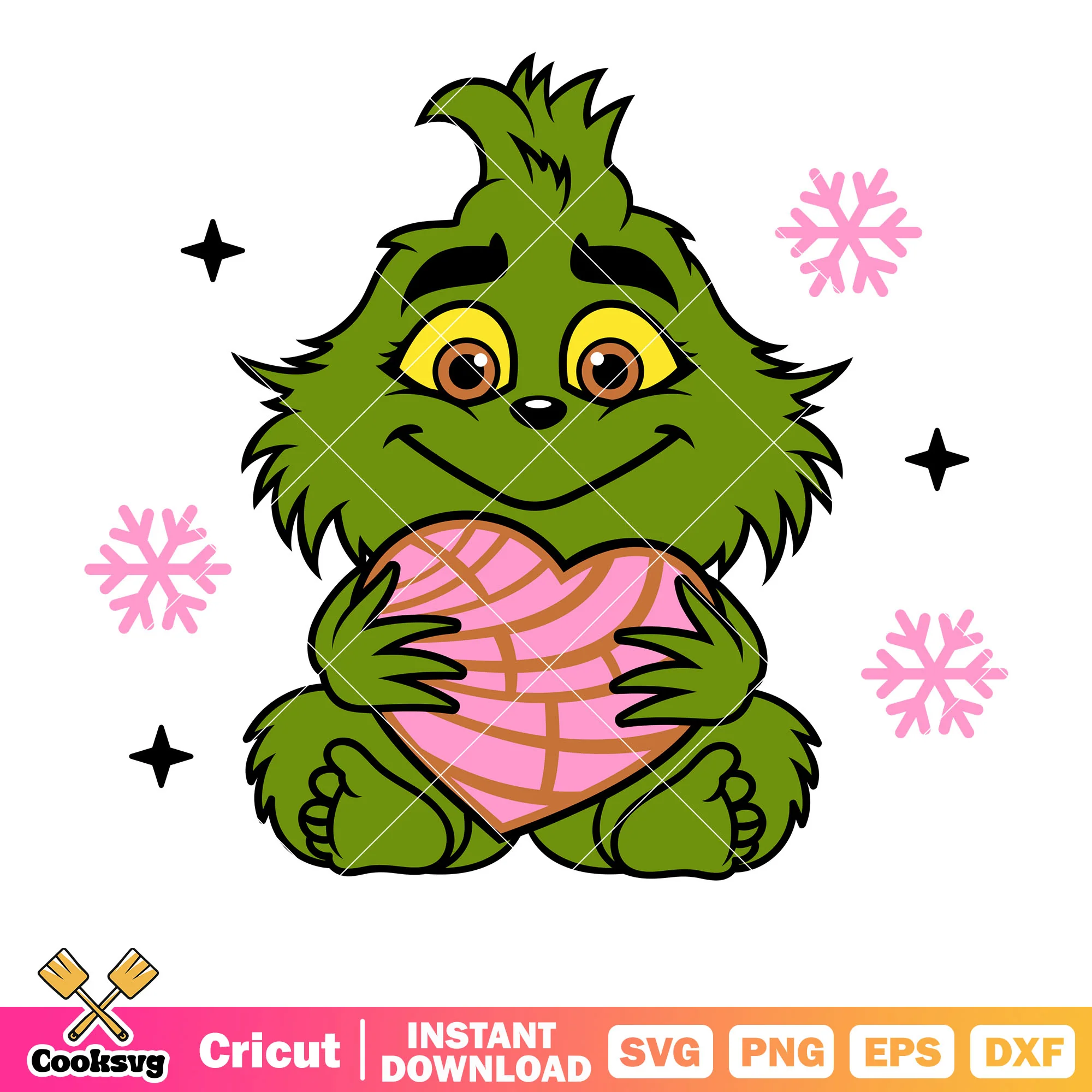 The grinch baby with concha christmas svg, baby grinch svg