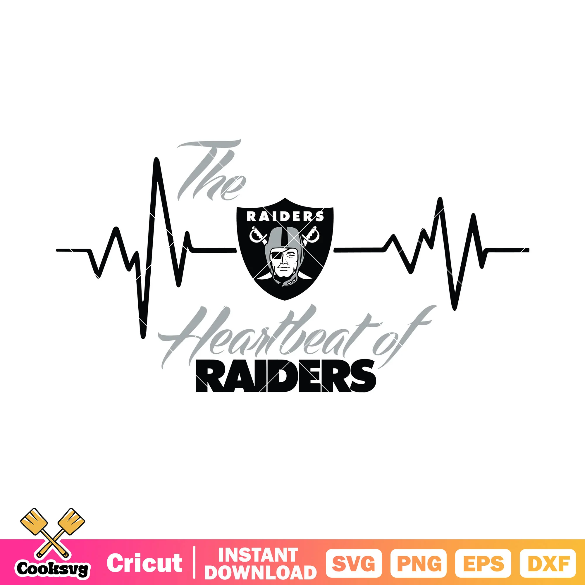 The heartbeat of raiders svg, oakland raiders svg, nfl football svg