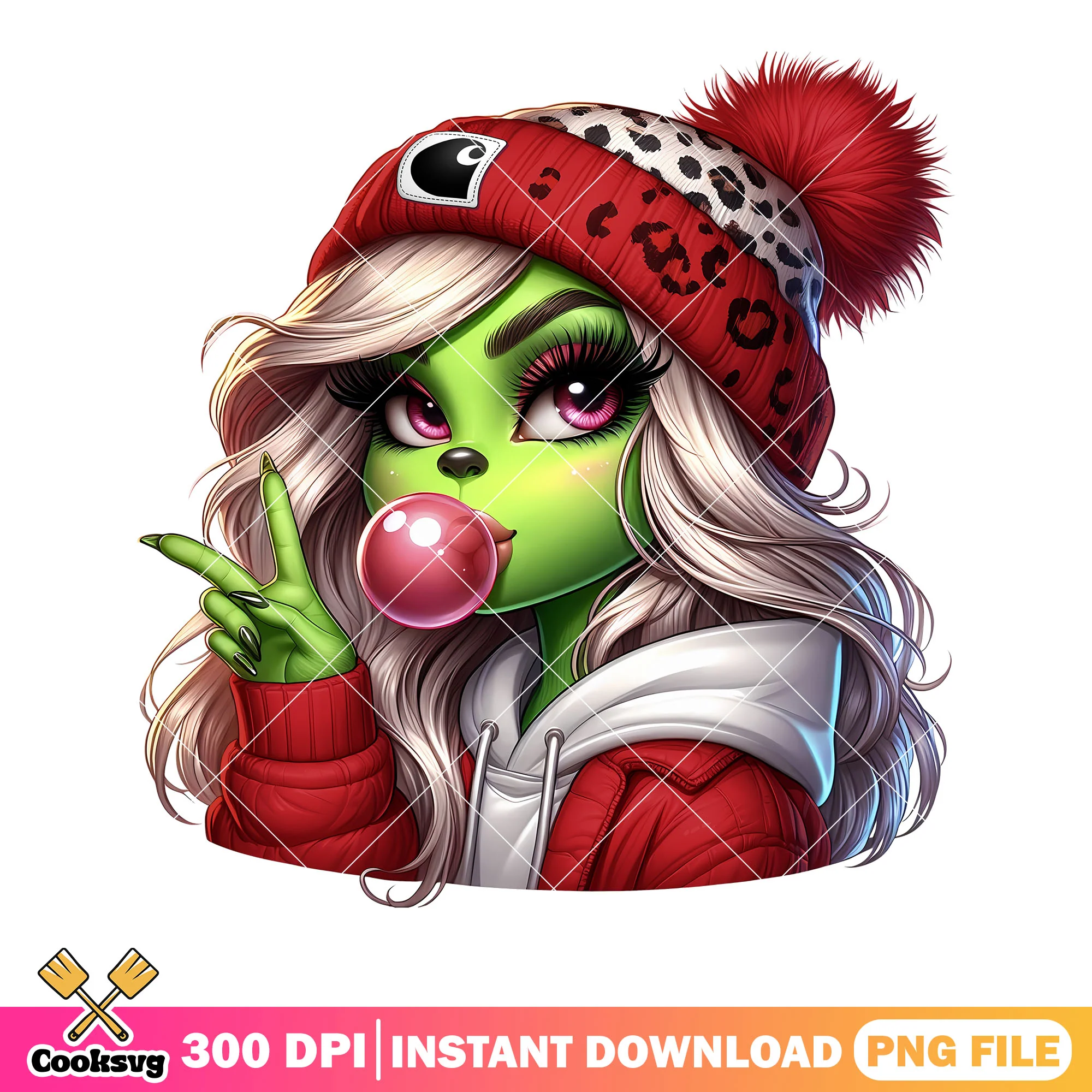 The hi grinch woman christmas png, christmas vibes png, the grinch png