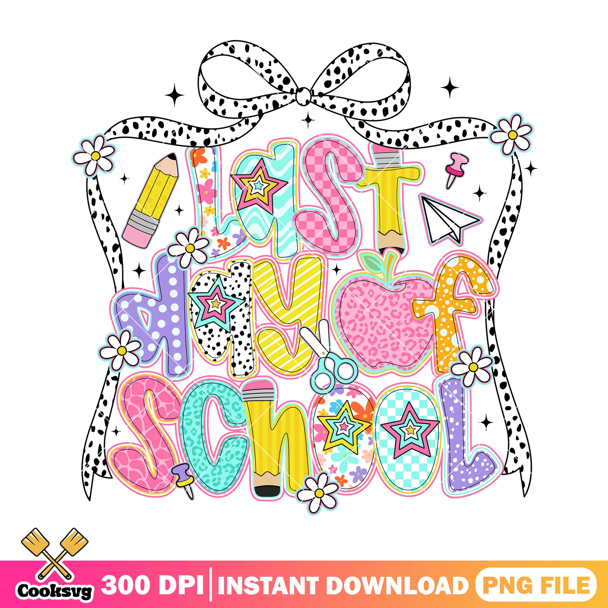 The last day school png, go back to school png, colors font png