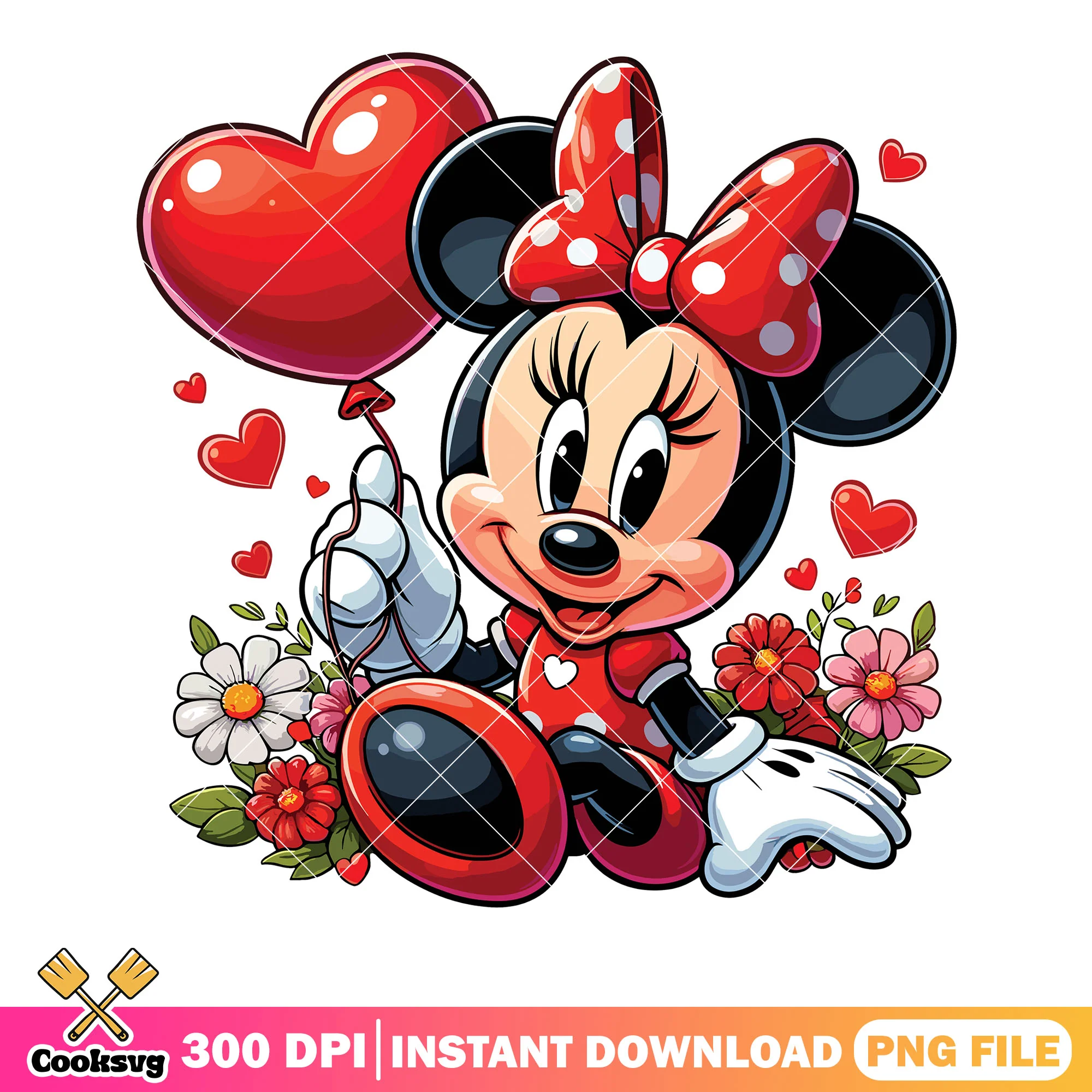 The minnie flower valentine png, minnie mouse png, valentines poster png