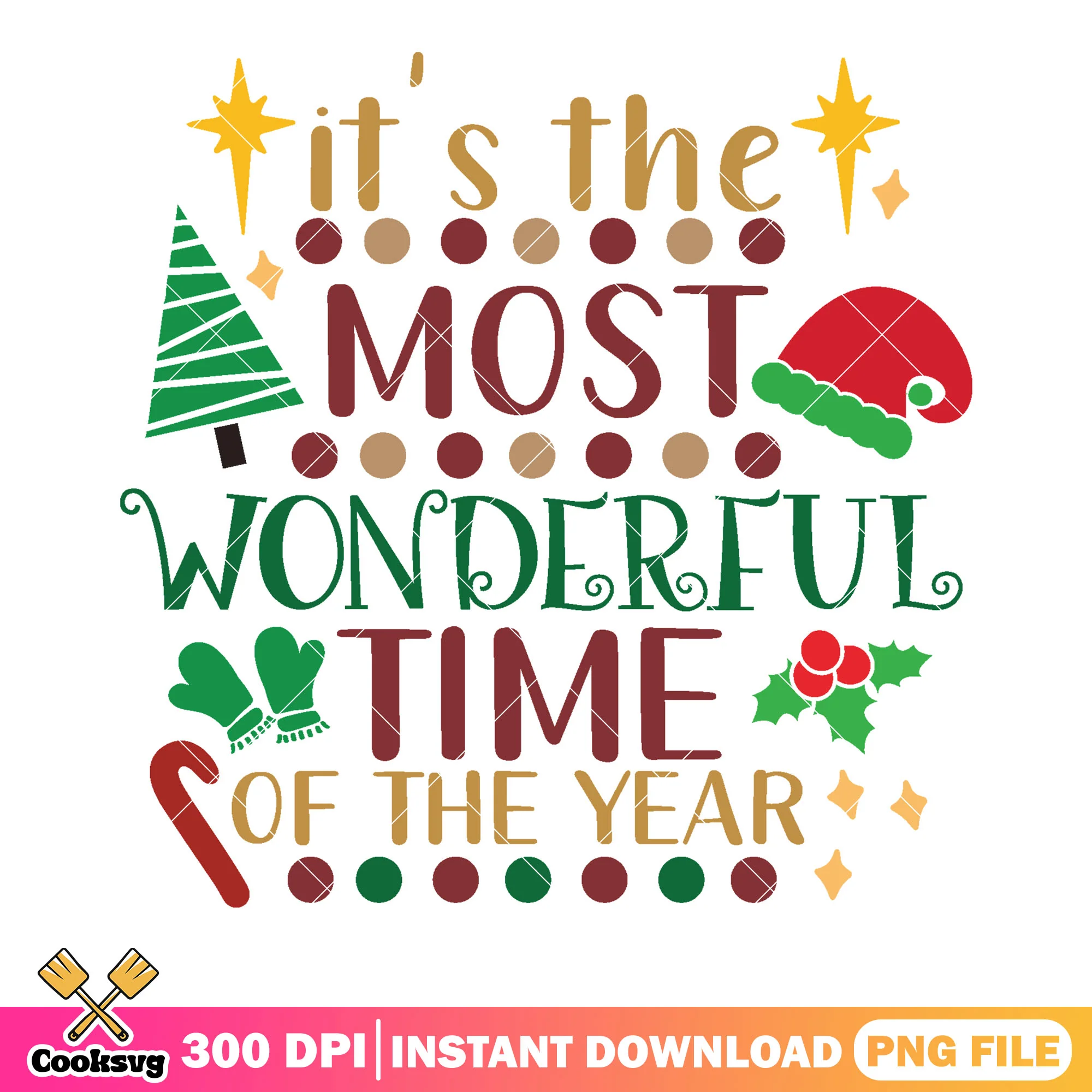 The most beautiful time xmas png, santa hat png, christmas decor png