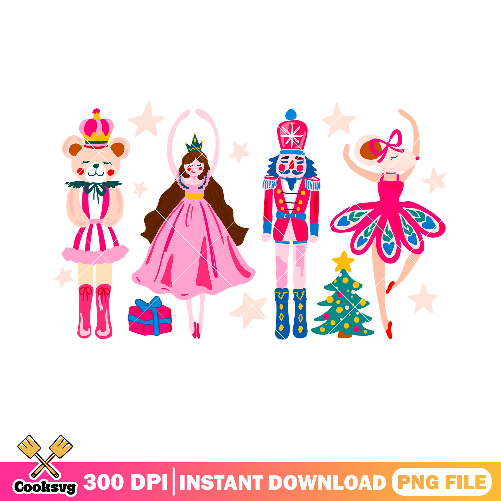 The pink christmas card png, merry christmas png, the nutcracker png