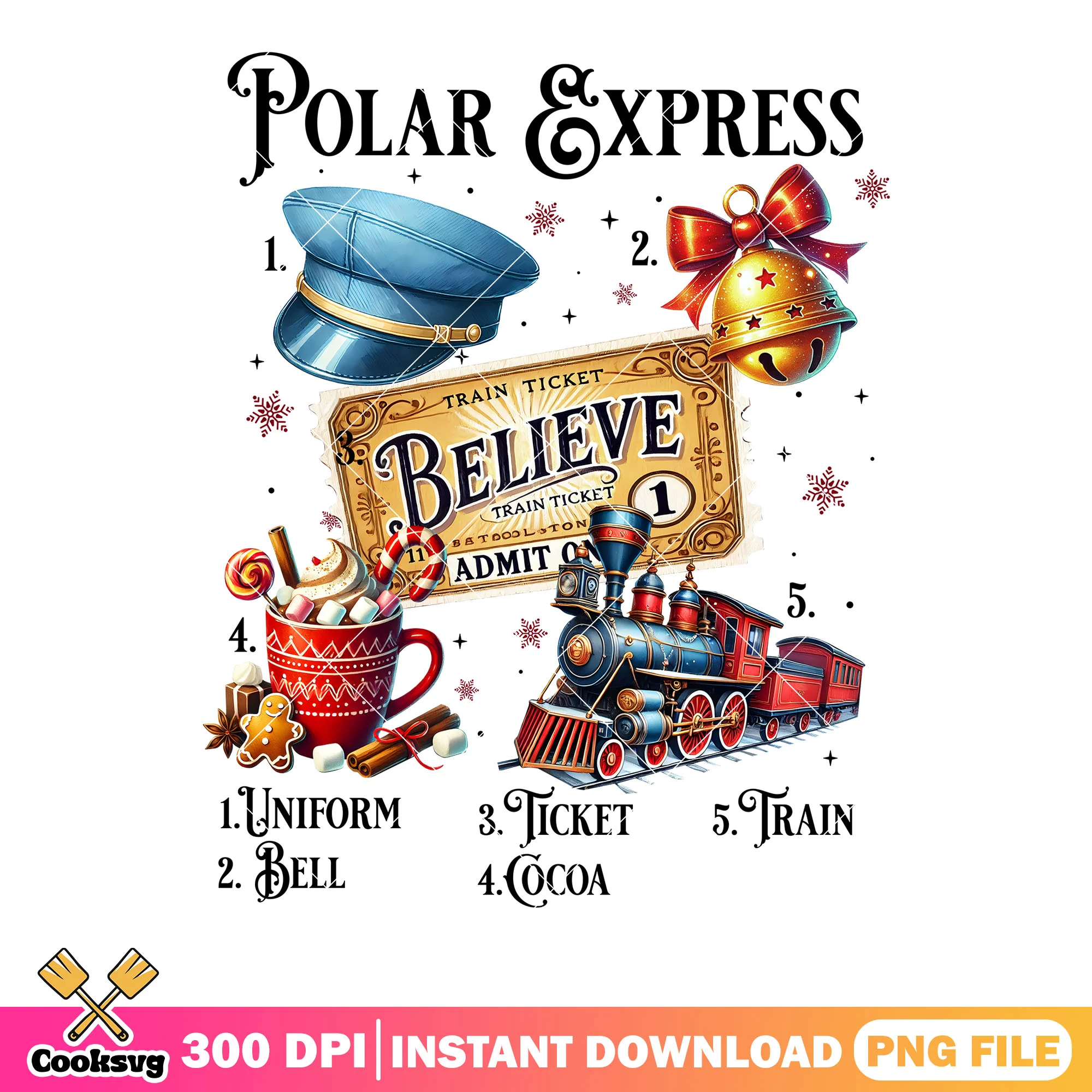 The Polar Express christmas png, jingle bell png, merry christmas png