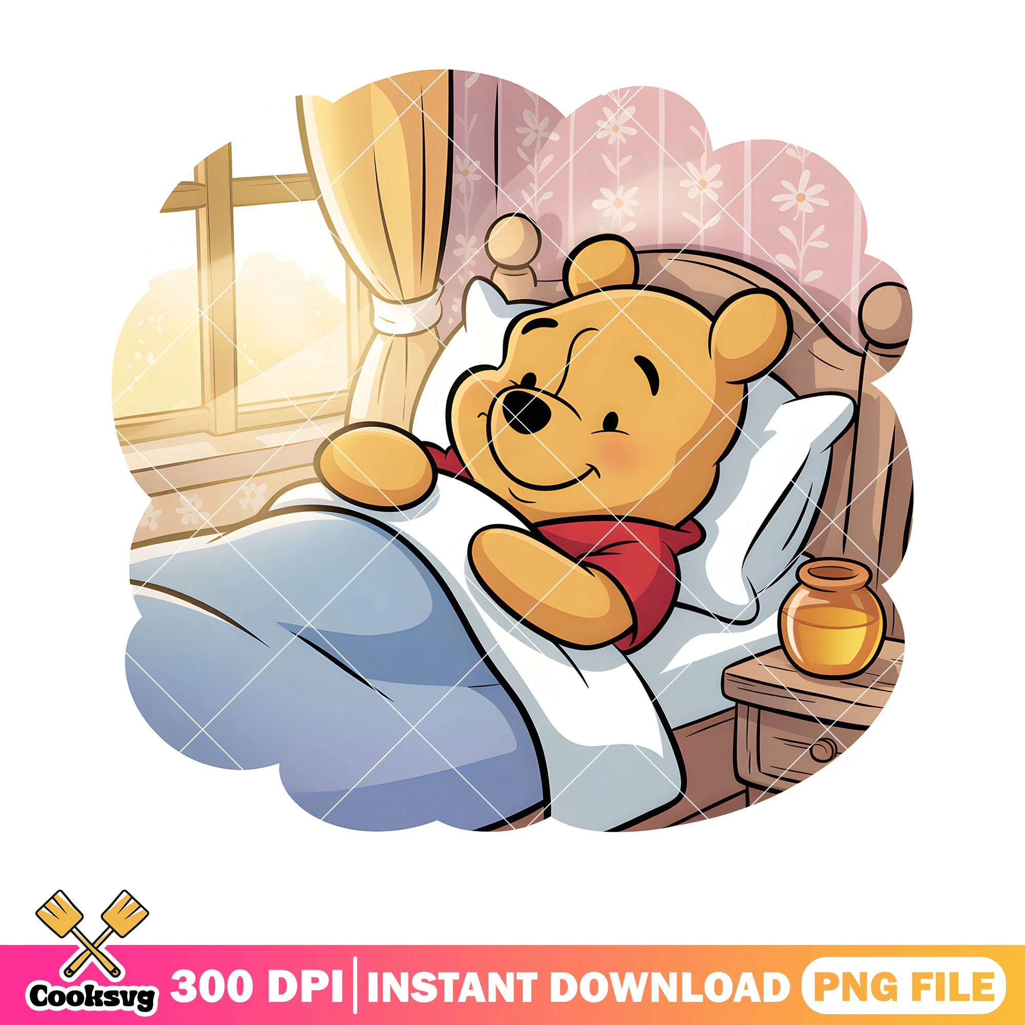 The relax pooh in his bed png, classic pooh png, pooh bear png