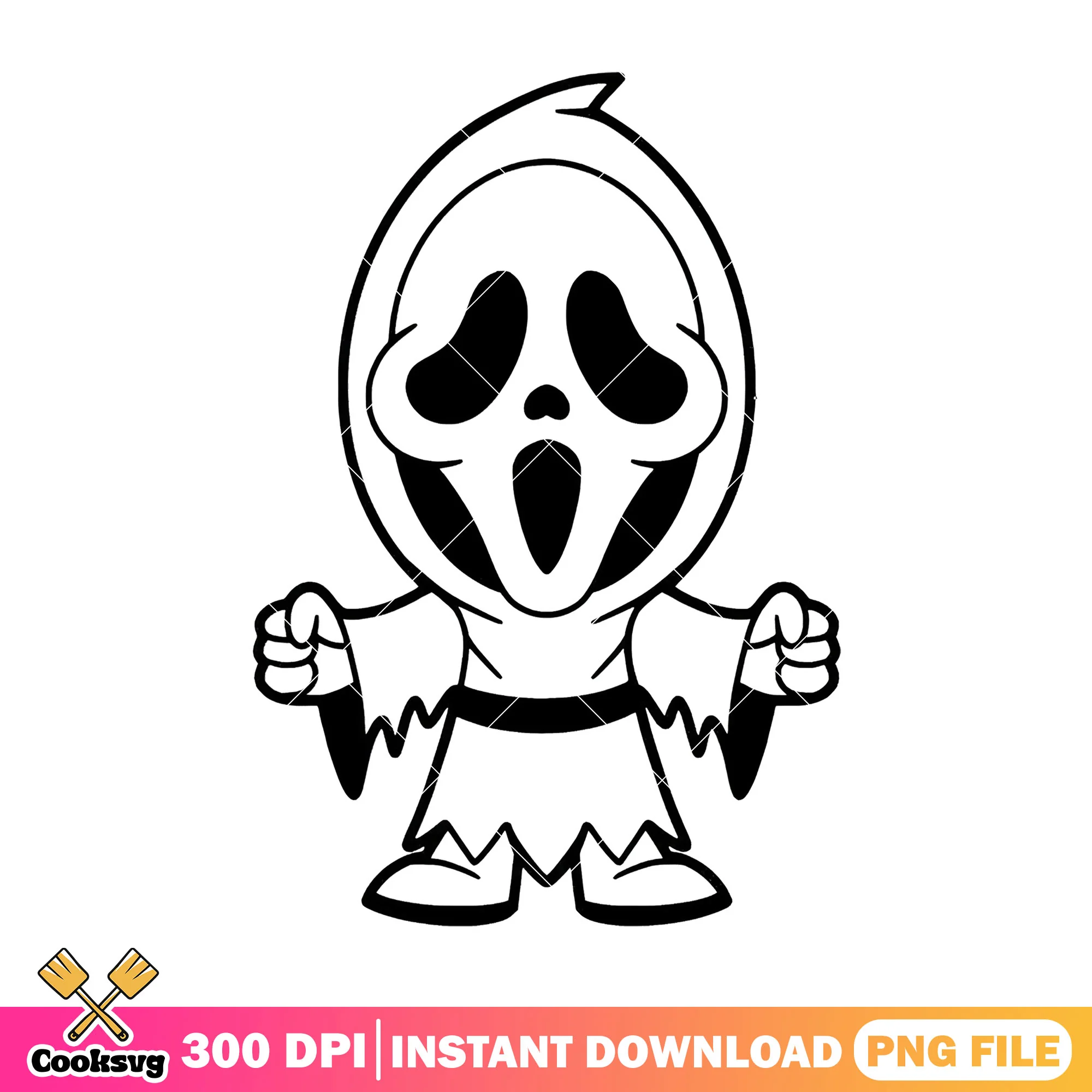 The scream ghostface drawing design png, horror movie png