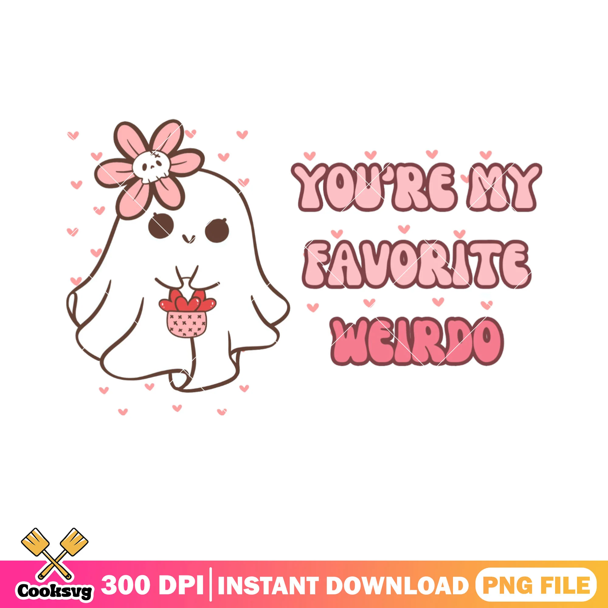 The valentine baby ghost png, valentine day png, valentines vibes png