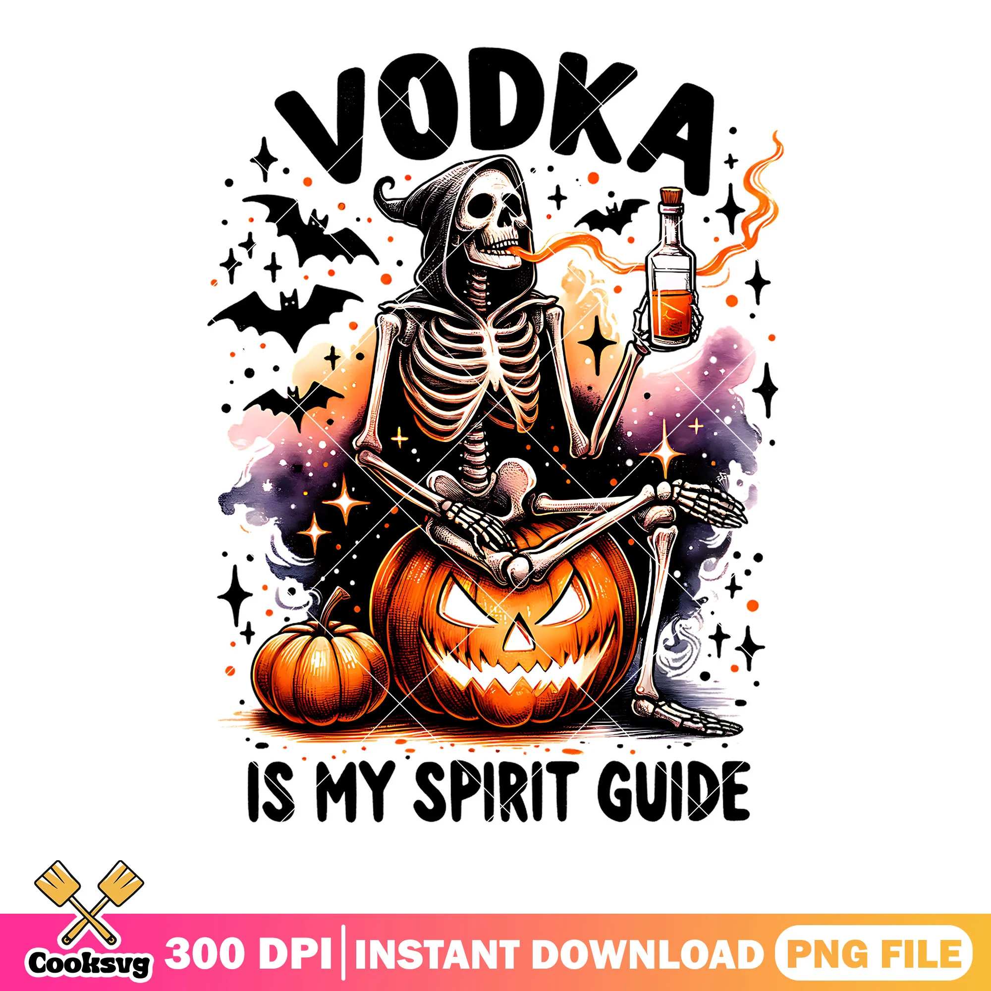 The witch Skeleton vodka png, jack o lantern png, halloween scary png