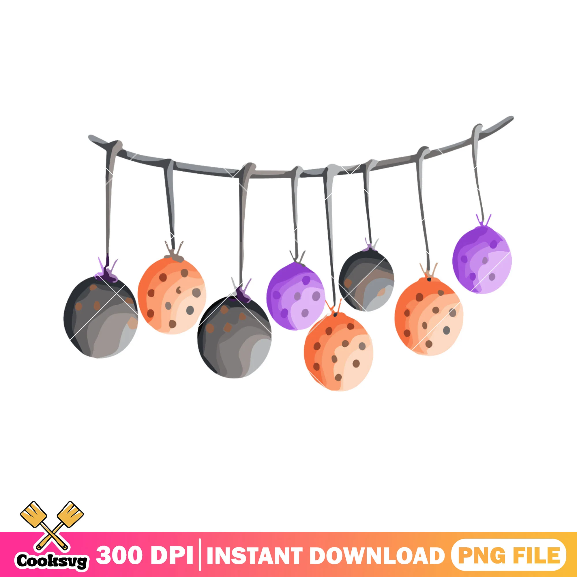 Themed decorations png, orange festive ball png, halloween night png