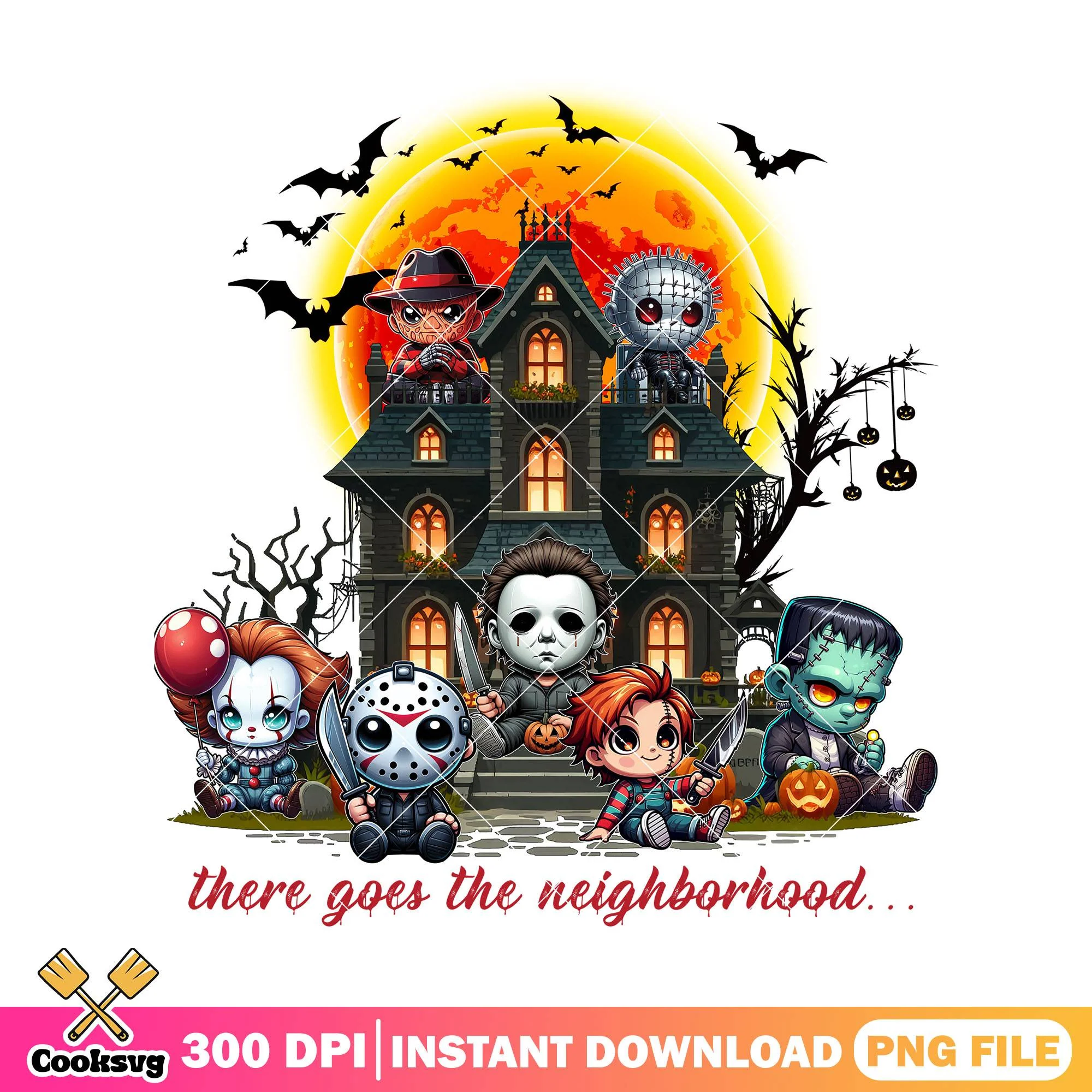 There goes the neighborhood png, jack horror png, halloween happy png