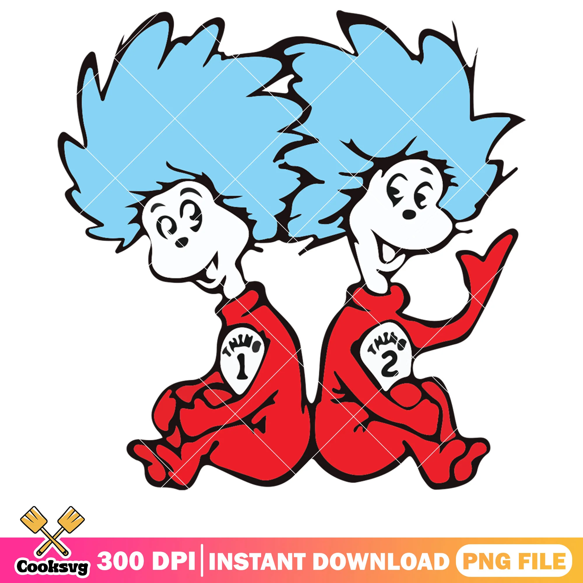 Thing one thing two twins cartoon png, thing one thing two png
