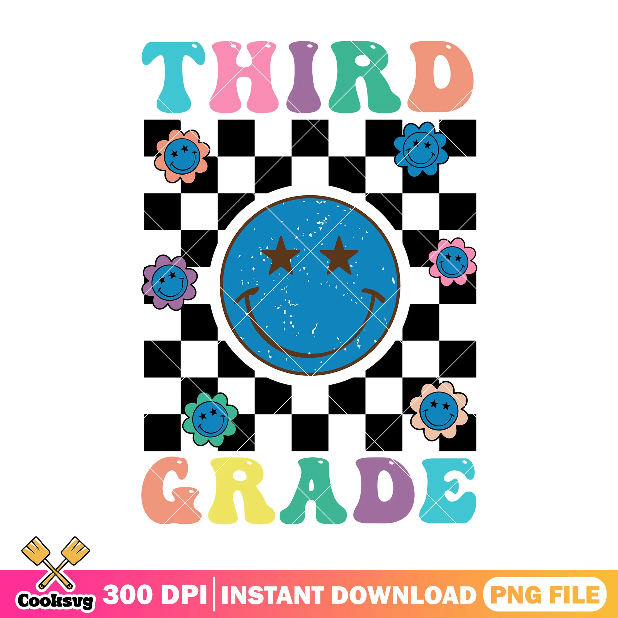 Third grade hehe design png, go back to school png, blue face png