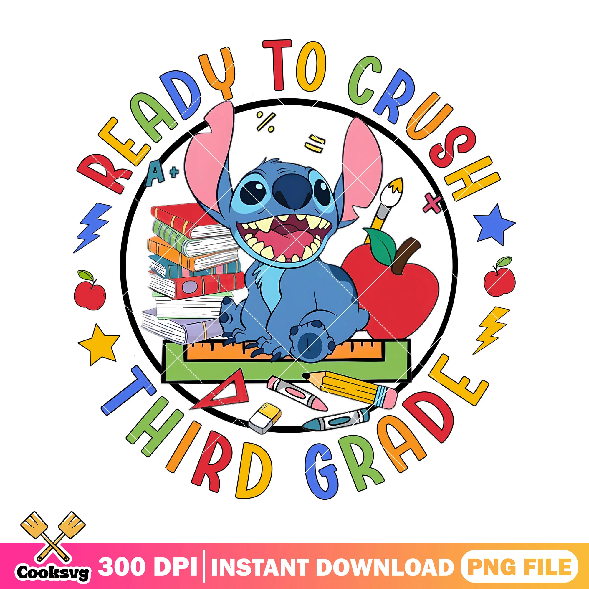 Third grade ready stitch png, going back to school png, disney land png
