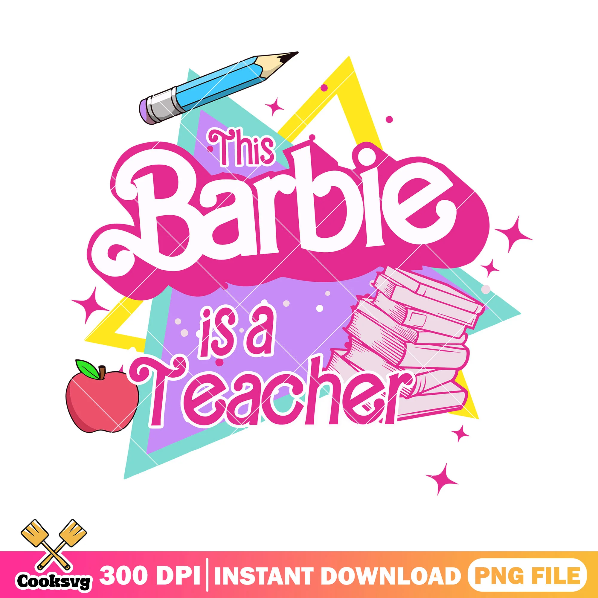 This barbie is a teacher png, going back to school png, books art png