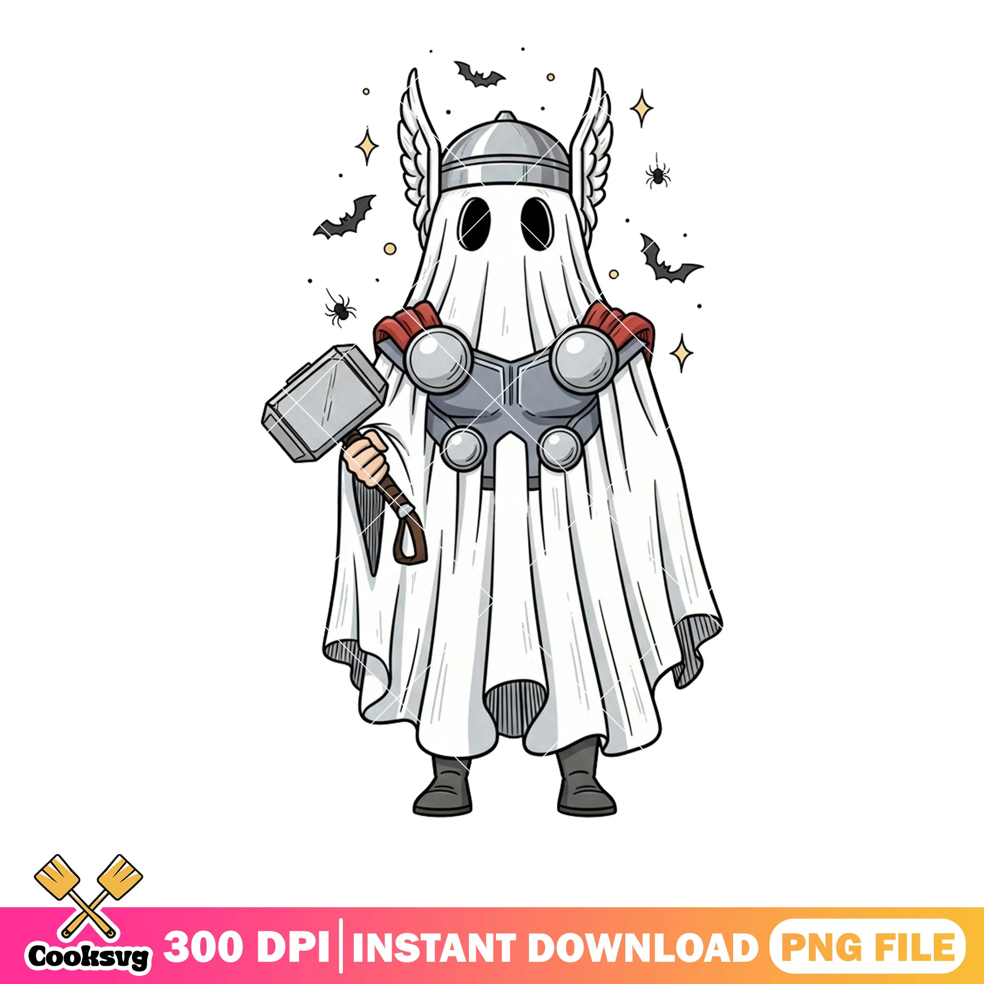 Thor Ghost Costume png, Spooky heroes png, marvel halloween png (2)