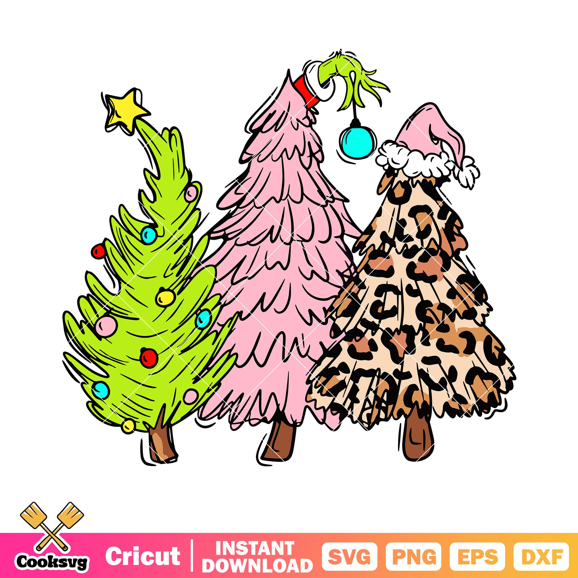 Three Pine trees svg, star on the top svg, christmas decoration svg